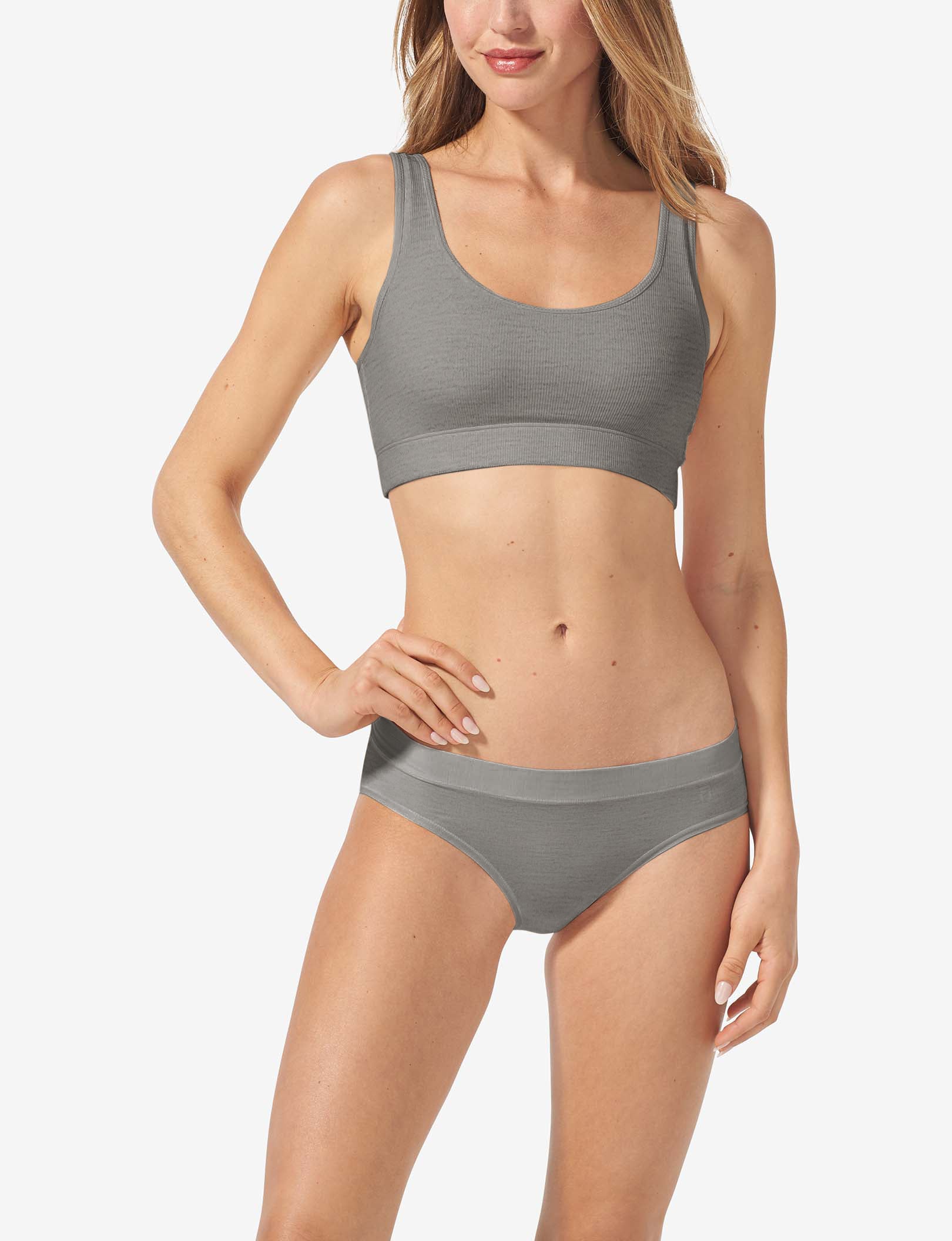 Second Skin Micro Rib Bralette::Medium Heather Grey Micro Rib