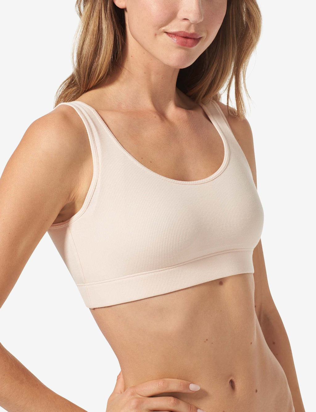 Second Skin Micro Rib Bralette::Pastel Rose Tan Micro Rib