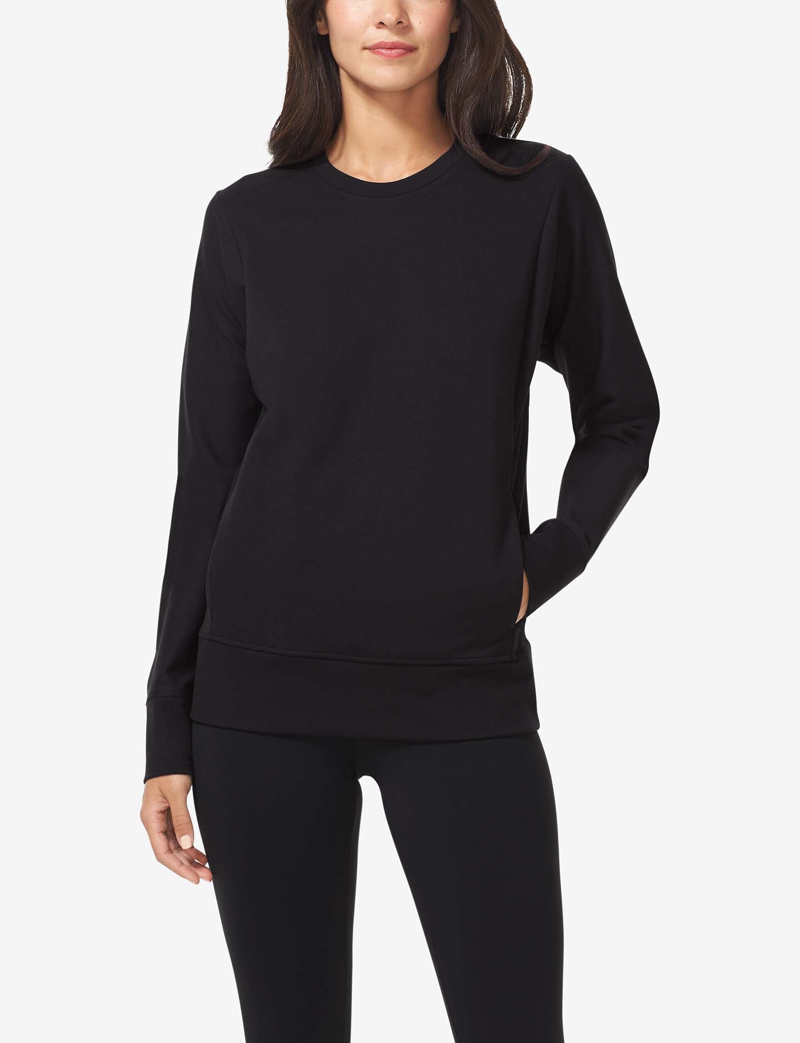 Women's Ponte Crew Neck Sweatshirt::Black