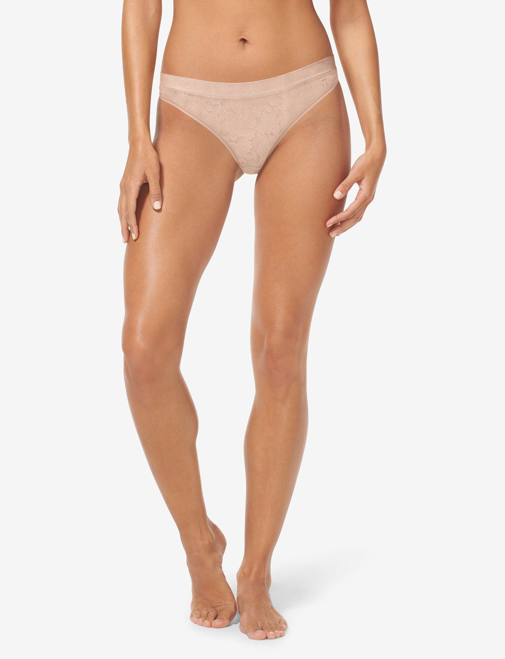 Women's Second Skin Comfort Lace Thong::Maple Sugar Lace