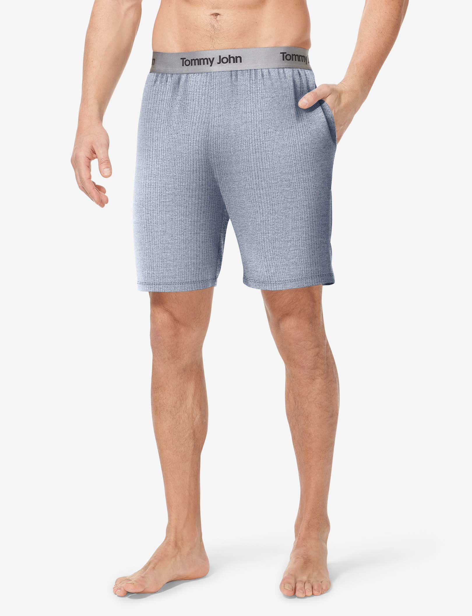 Second Skin Luxe Rib Sleep Short::Dress Blues Heather Rib