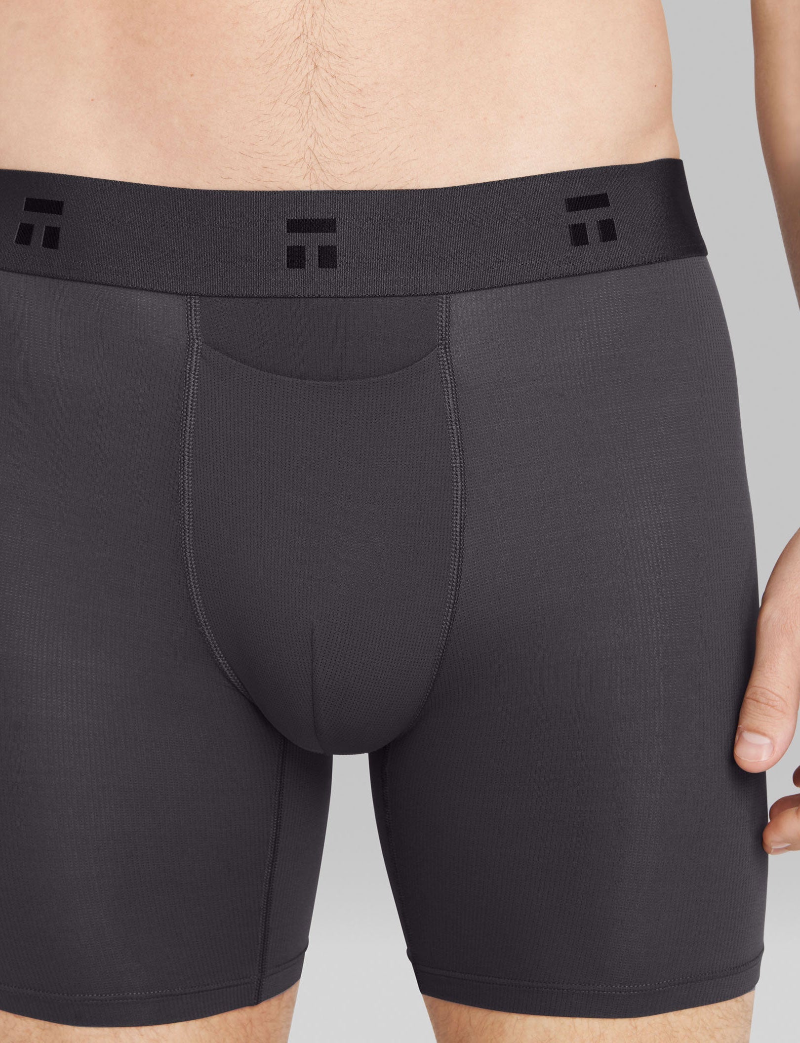 Air Mid-Length Boxer Brief 6"::Gray Pinstripe