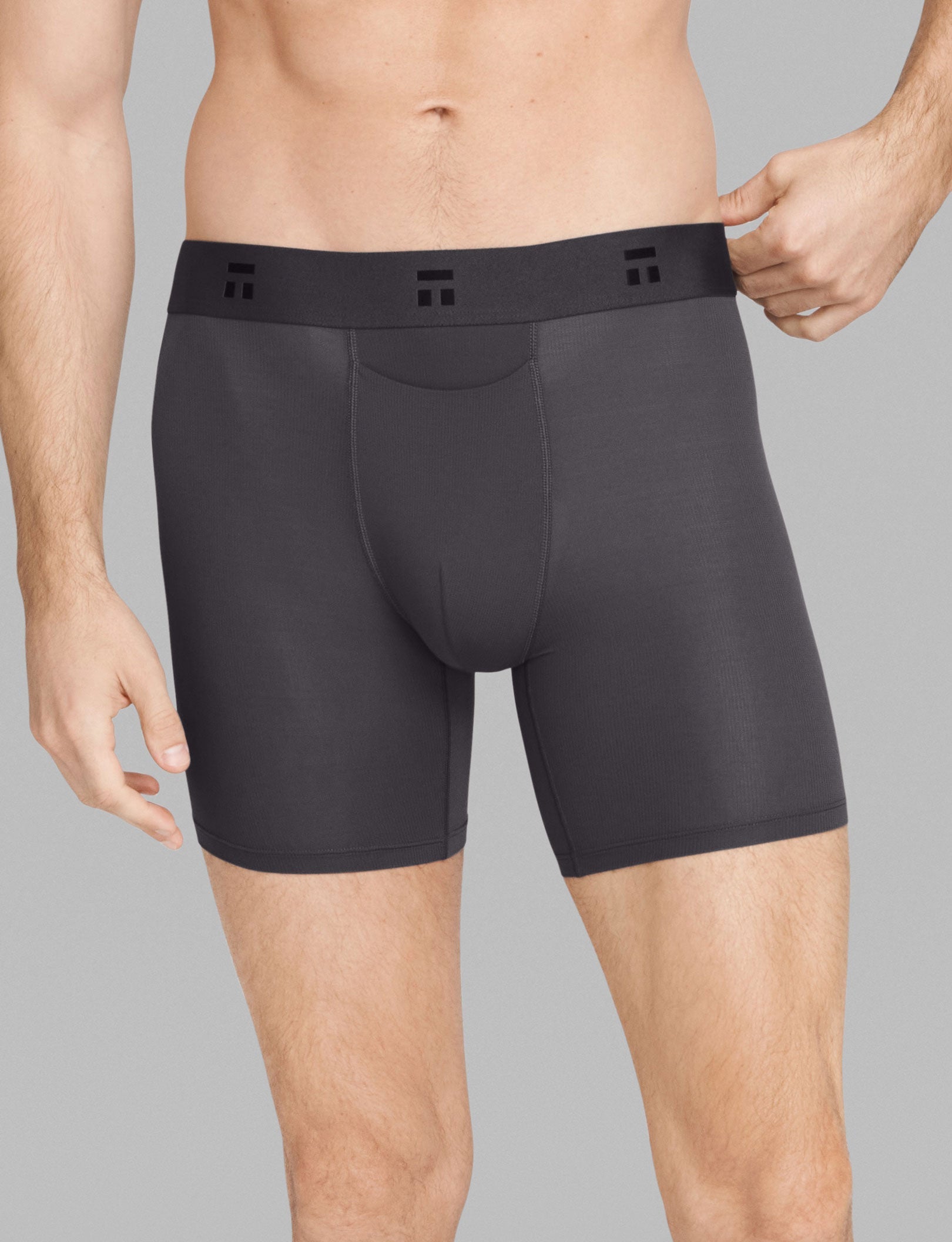 Air Mid-Length Boxer Brief 6"::Gray Pinstripe