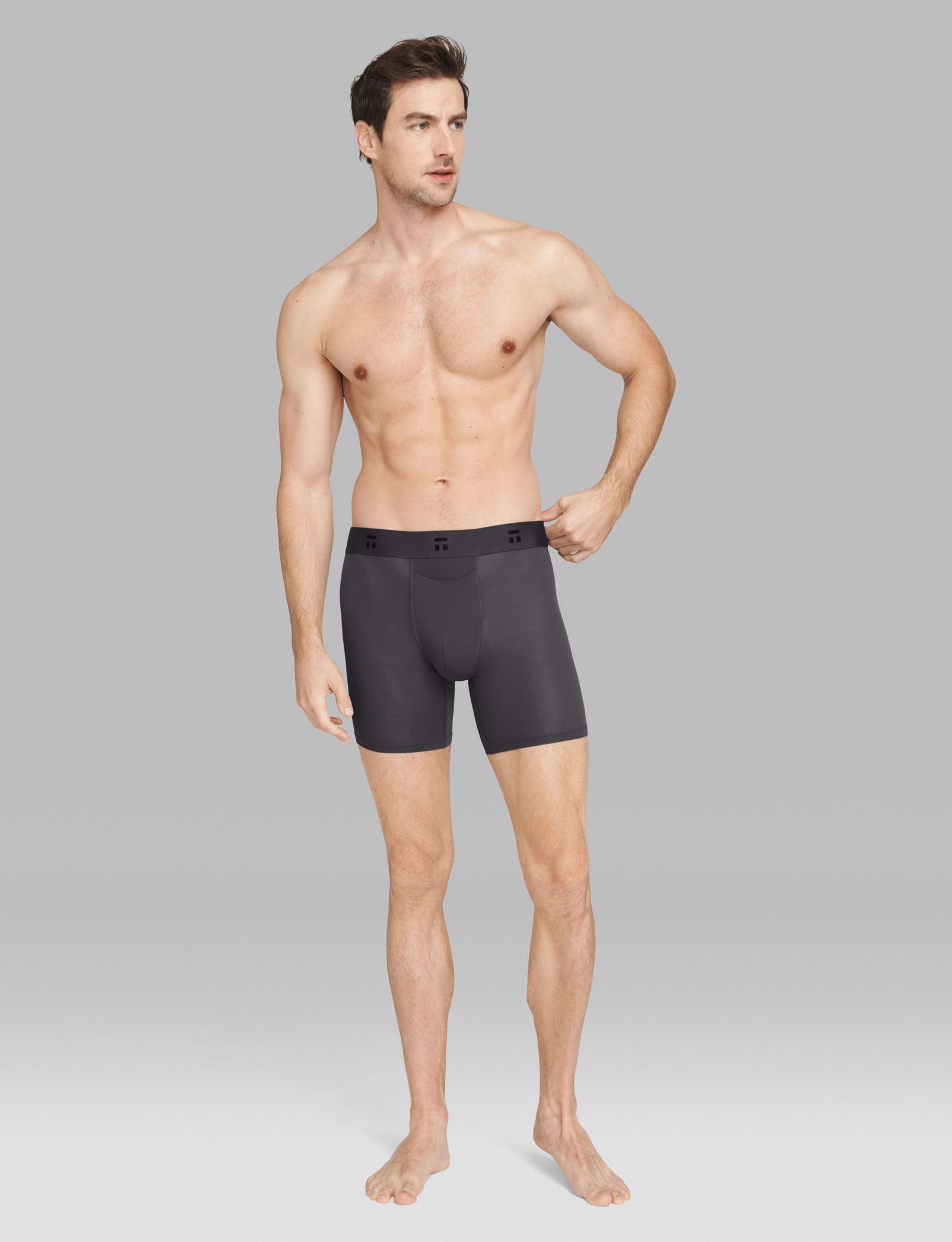 Air Mid-Length Boxer Brief 6"::Gray Pinstripe