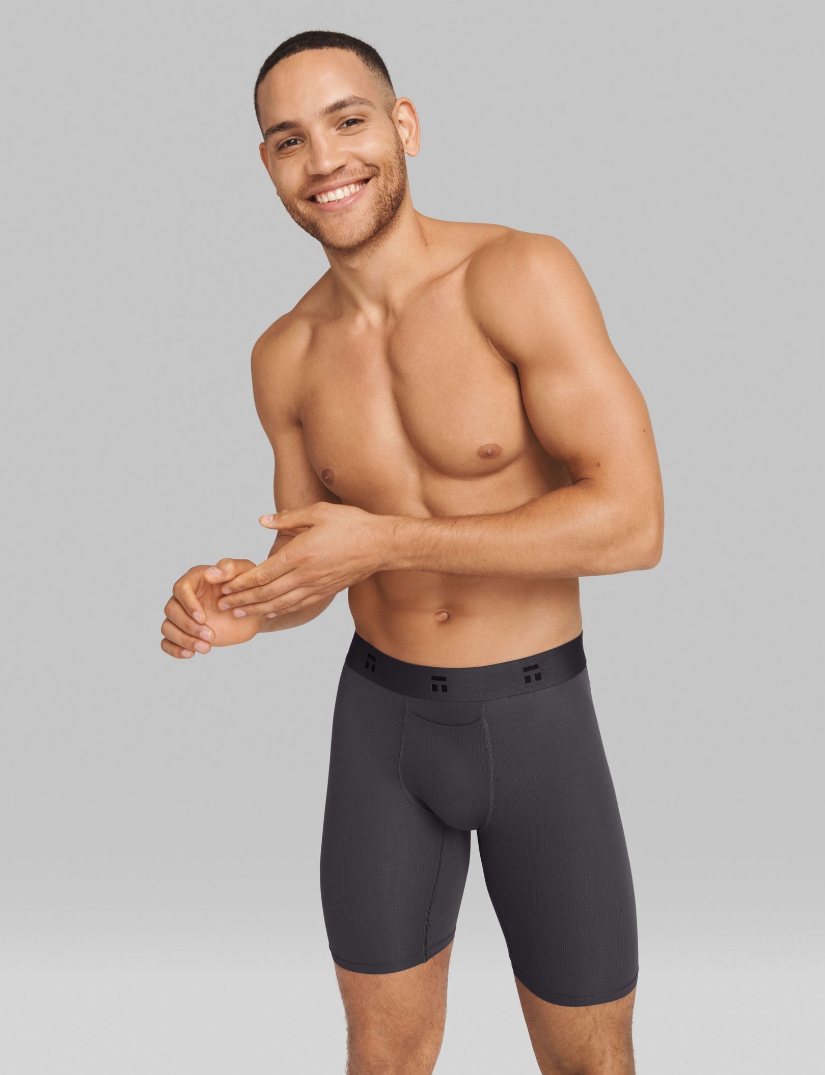 Air Boxer Brief 8"::Gray Pinstripe
