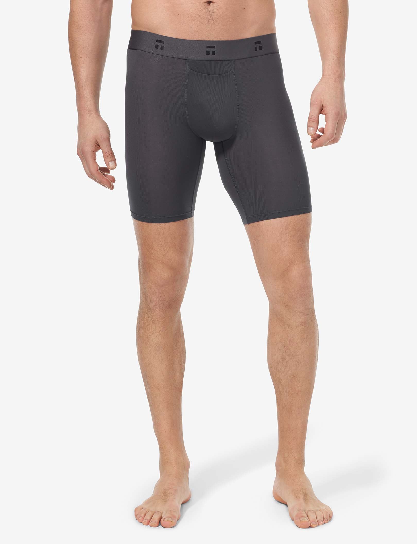 Air Mesh Boxer Brief 8"::Gray Pinstripe