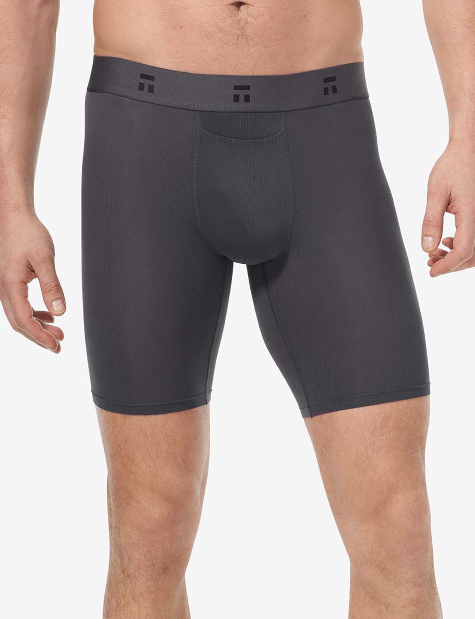 Air Mesh Boxer Brief 8"::Gray Pinstripe