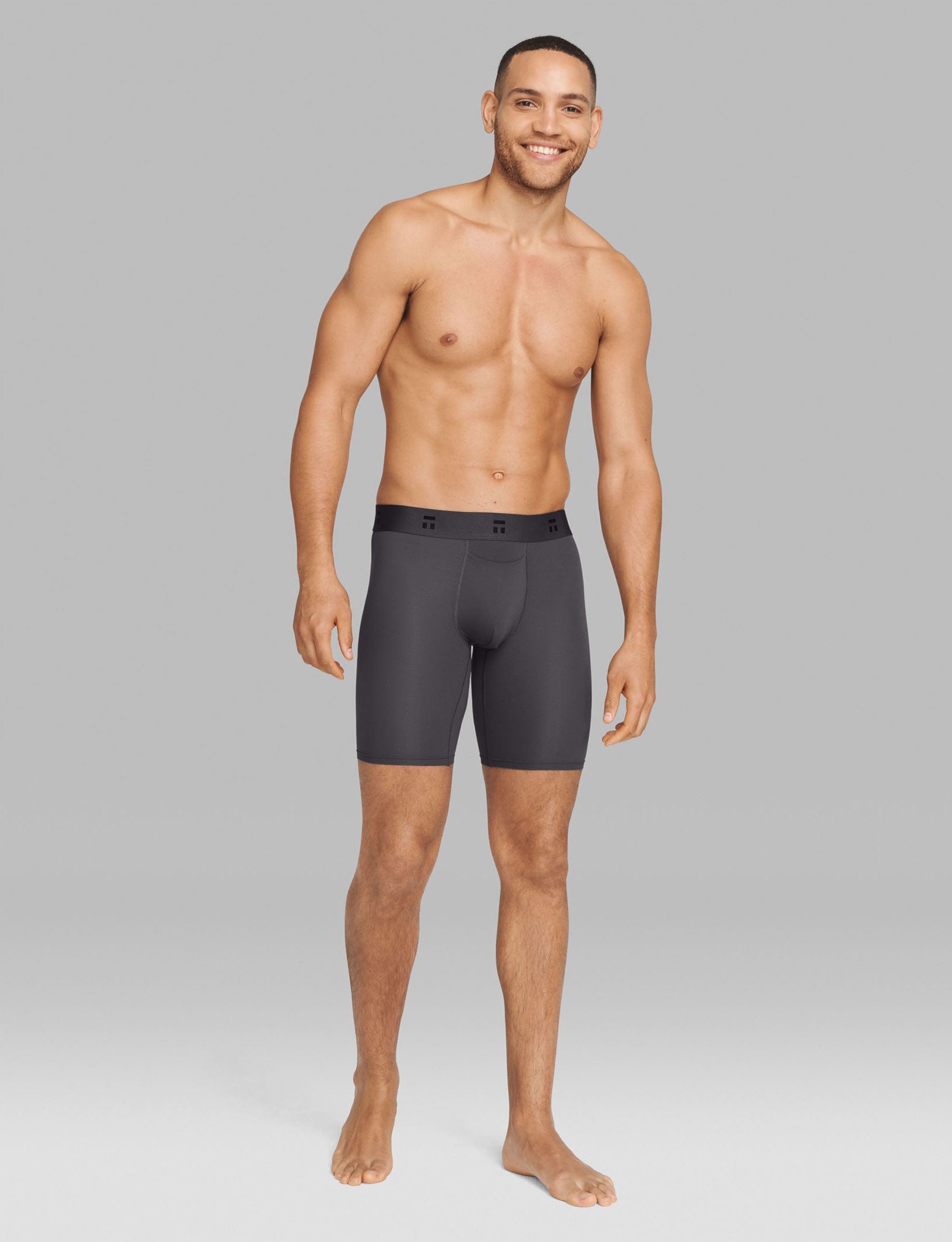 Air Boxer Brief 8"::Gray Pinstripe