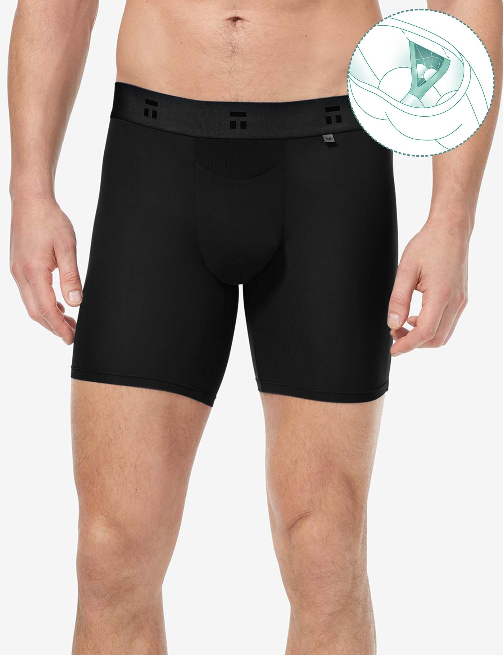 Premium Hammock Pouch Mid-Length Boxer Brief 6" (3-Pack)::Black/Navy Blazer