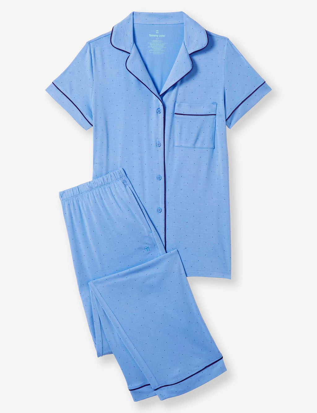 Women's Short Sleeve Top & Pant Pajama Set::Regatta Mini Polka Dot