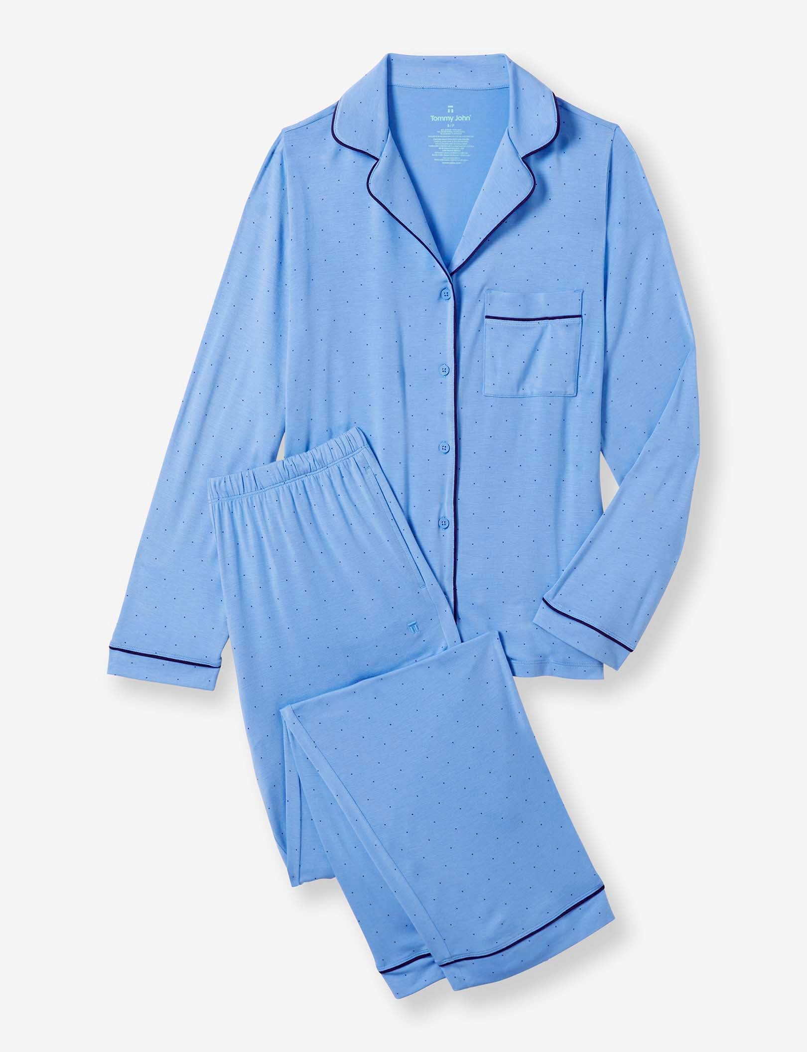 Women's Long Sleeve Top & Pant Pajama Set::Regatta Mini Polka Dot
