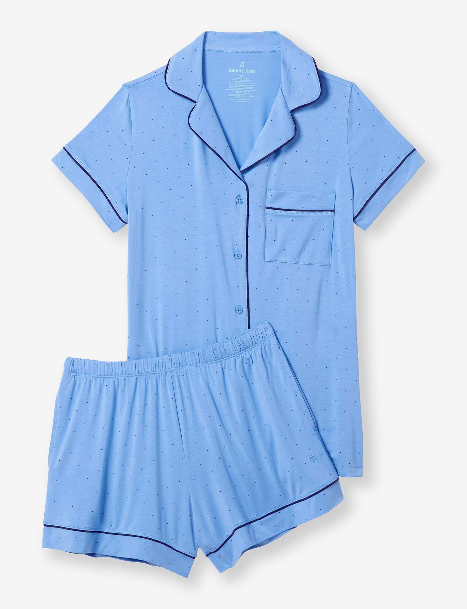 Women's Short Sleeve Top & Short Pajama Set::Regatta Mini Polka Dot