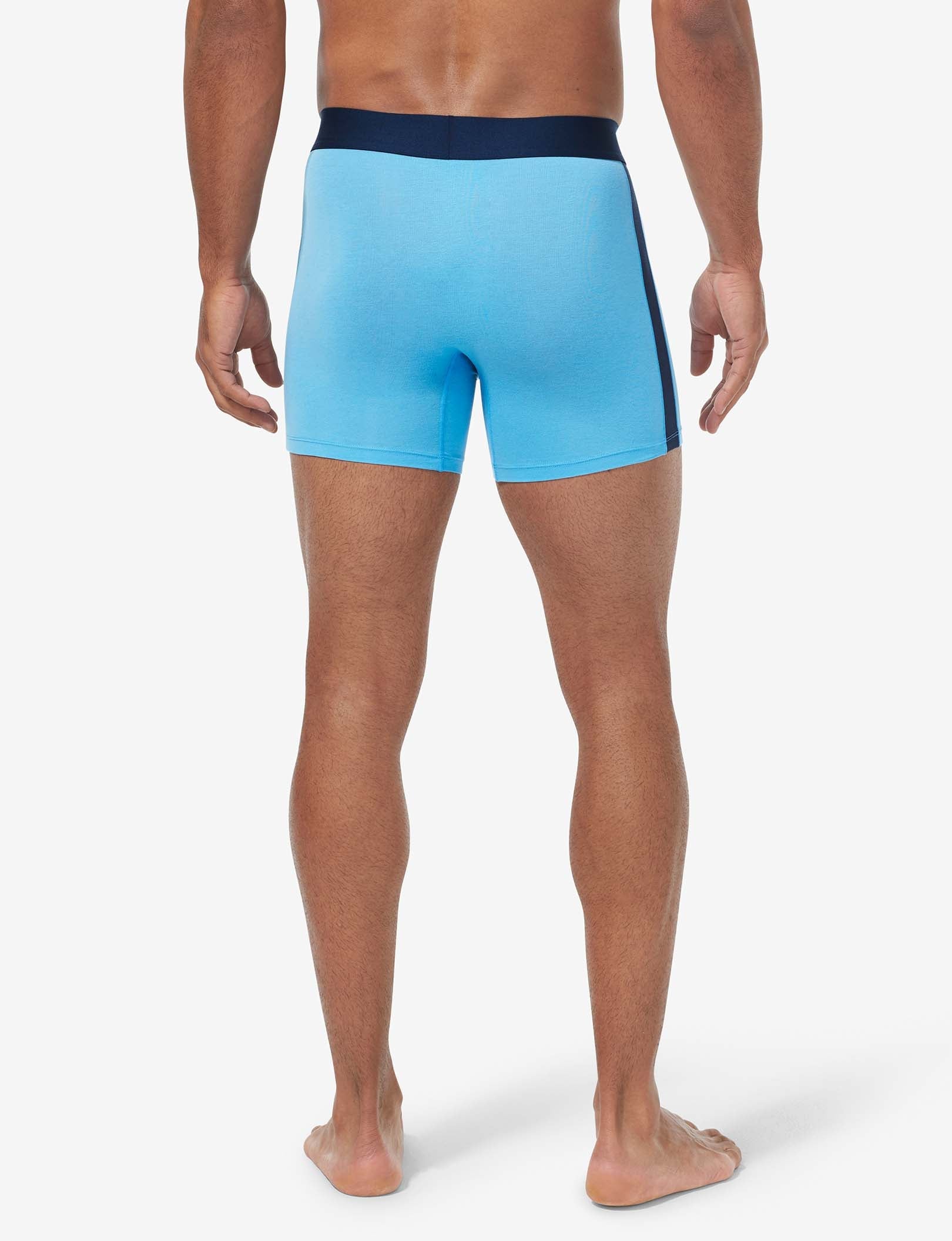Cool Cotton Trunk 4"::Azure Blue/Navy