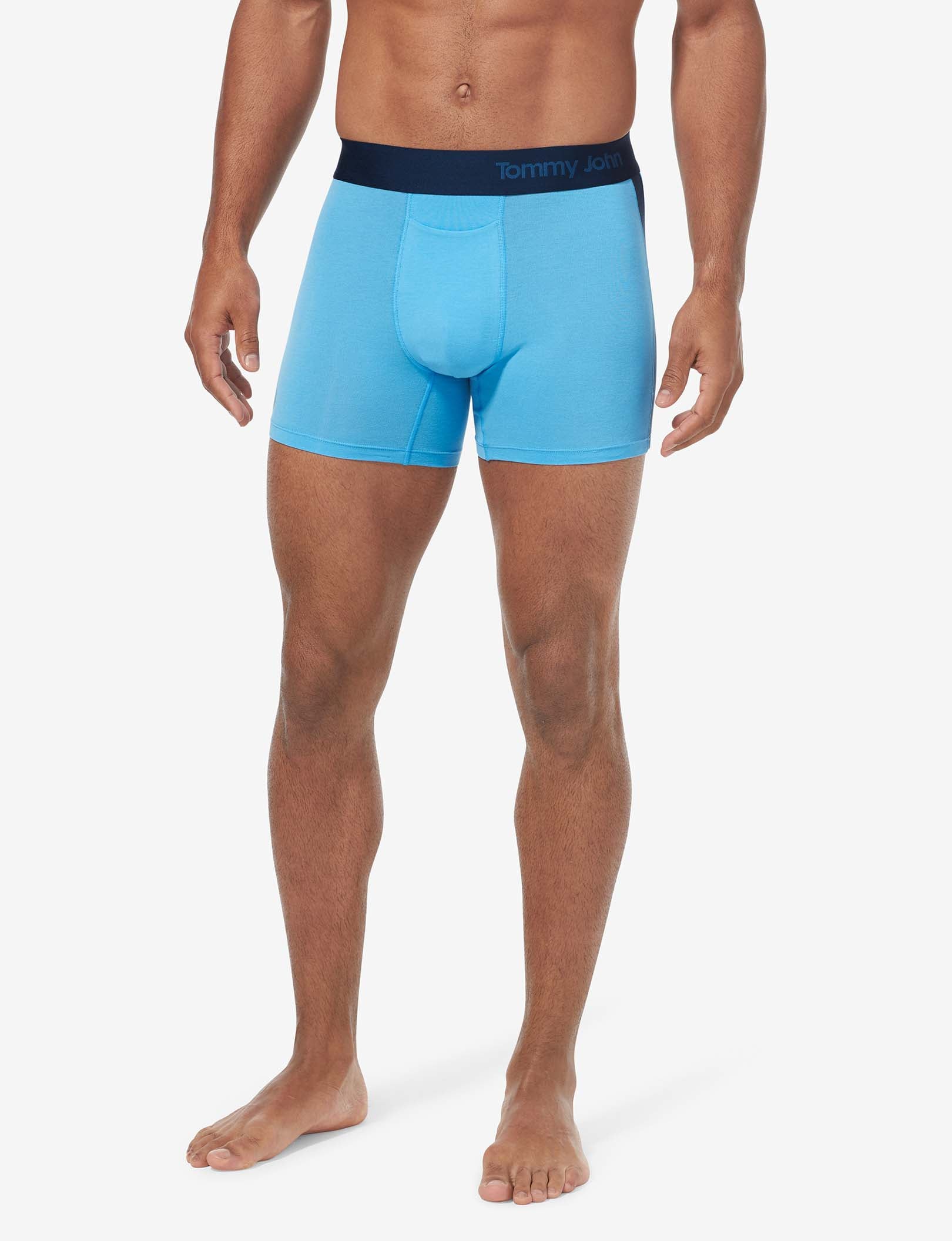 Cool Cotton Trunk 4"::Azure Blue/Navy