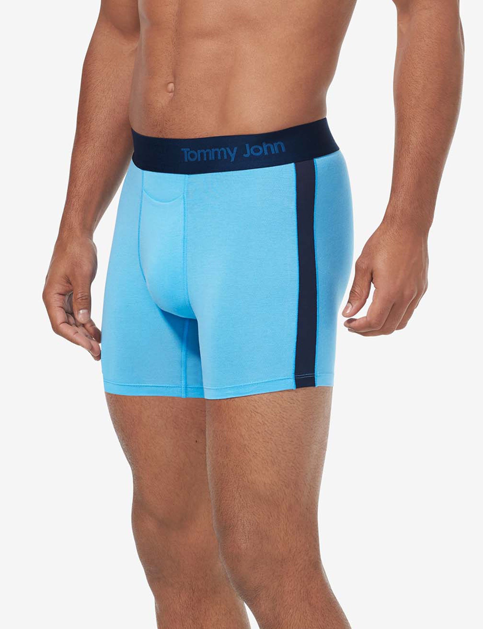 Cool Cotton Trunk 4"::Azure Blue/Navy