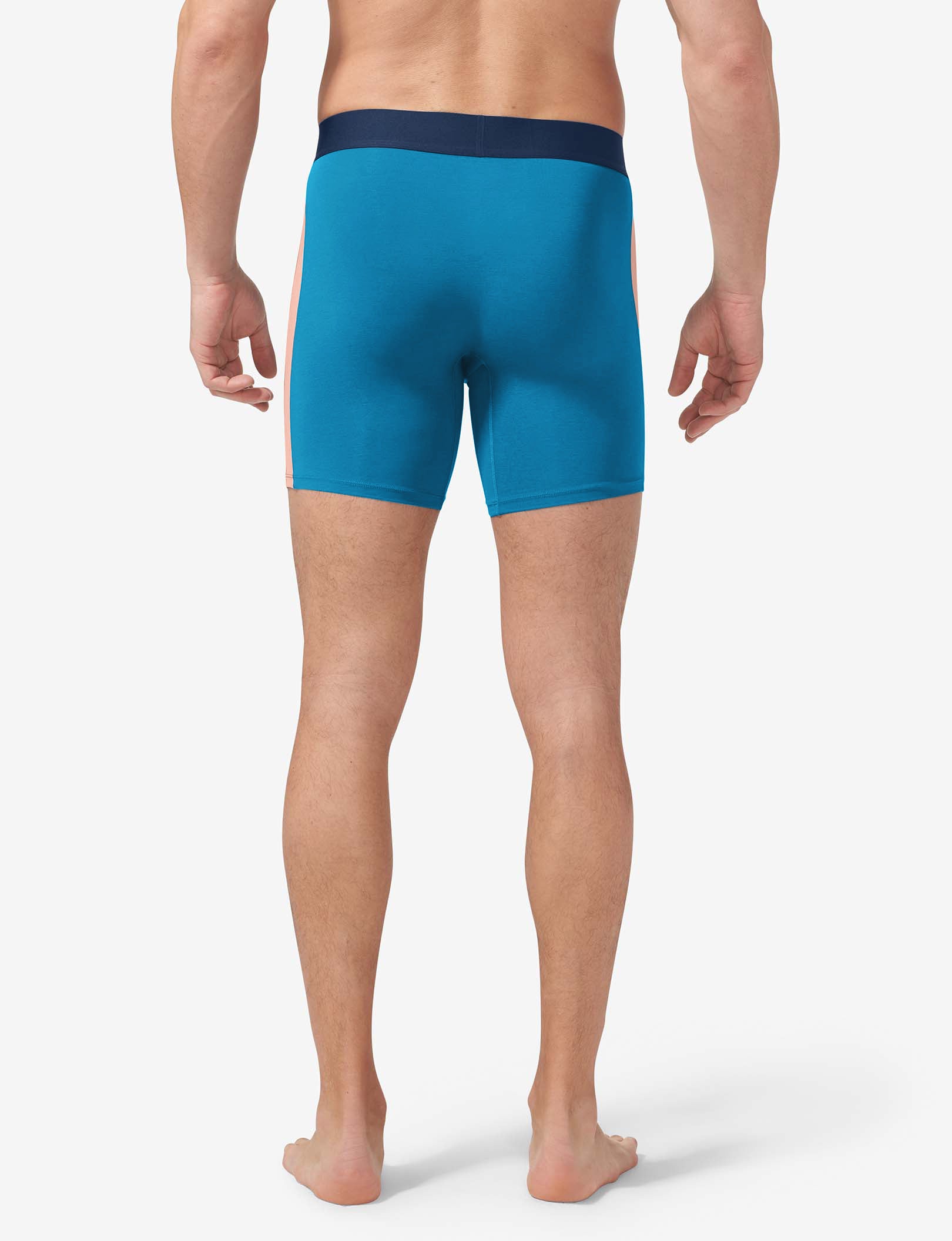Cool Cotton Mid-Length Boxer Brief 6"::Ceramic Blue/Peach