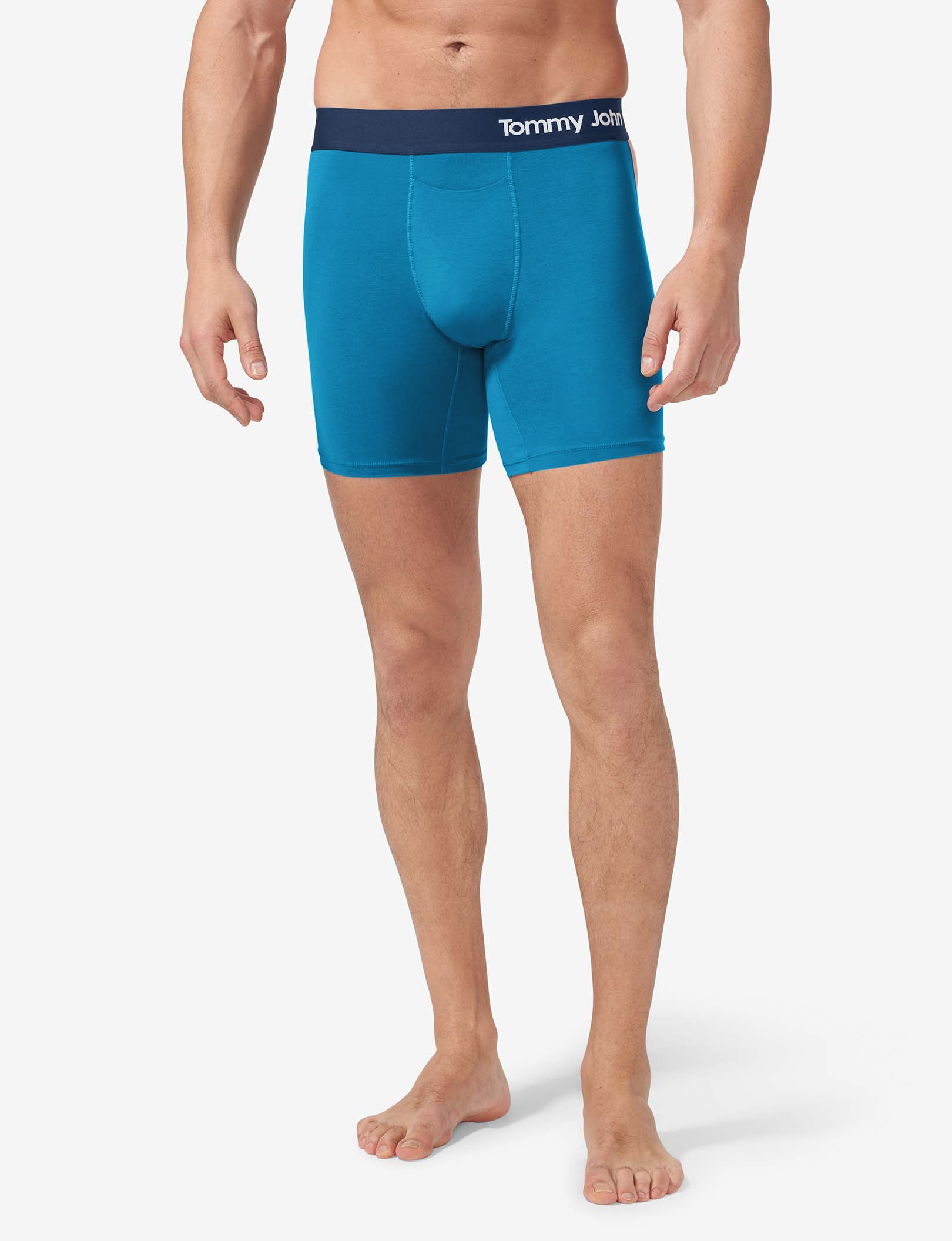 Cool Cotton Mid-Length Boxer Brief 6"::Ceramic Blue/Peach