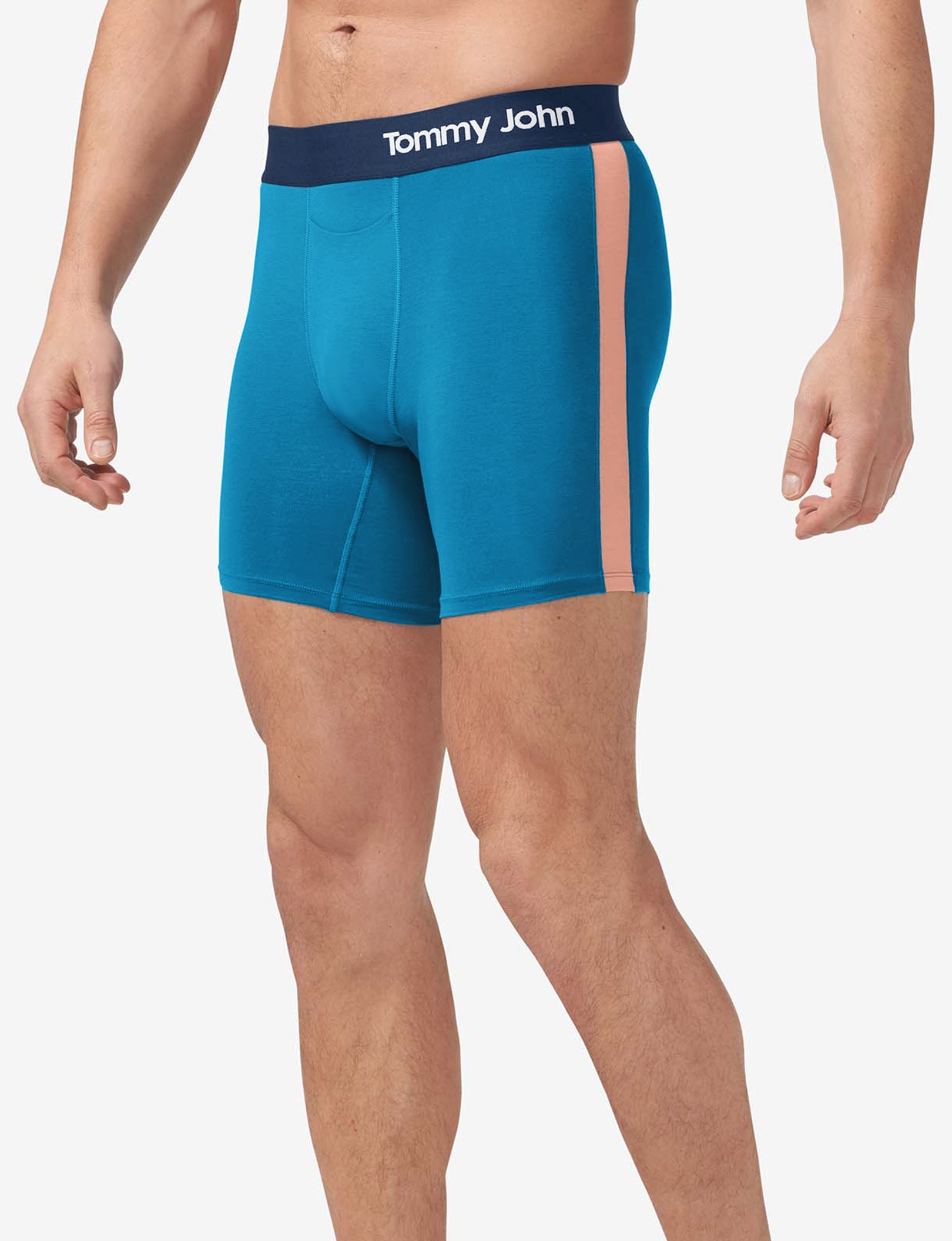 Cool Cotton Mid-Length Boxer Brief 6"::Ceramic Blue/Peach