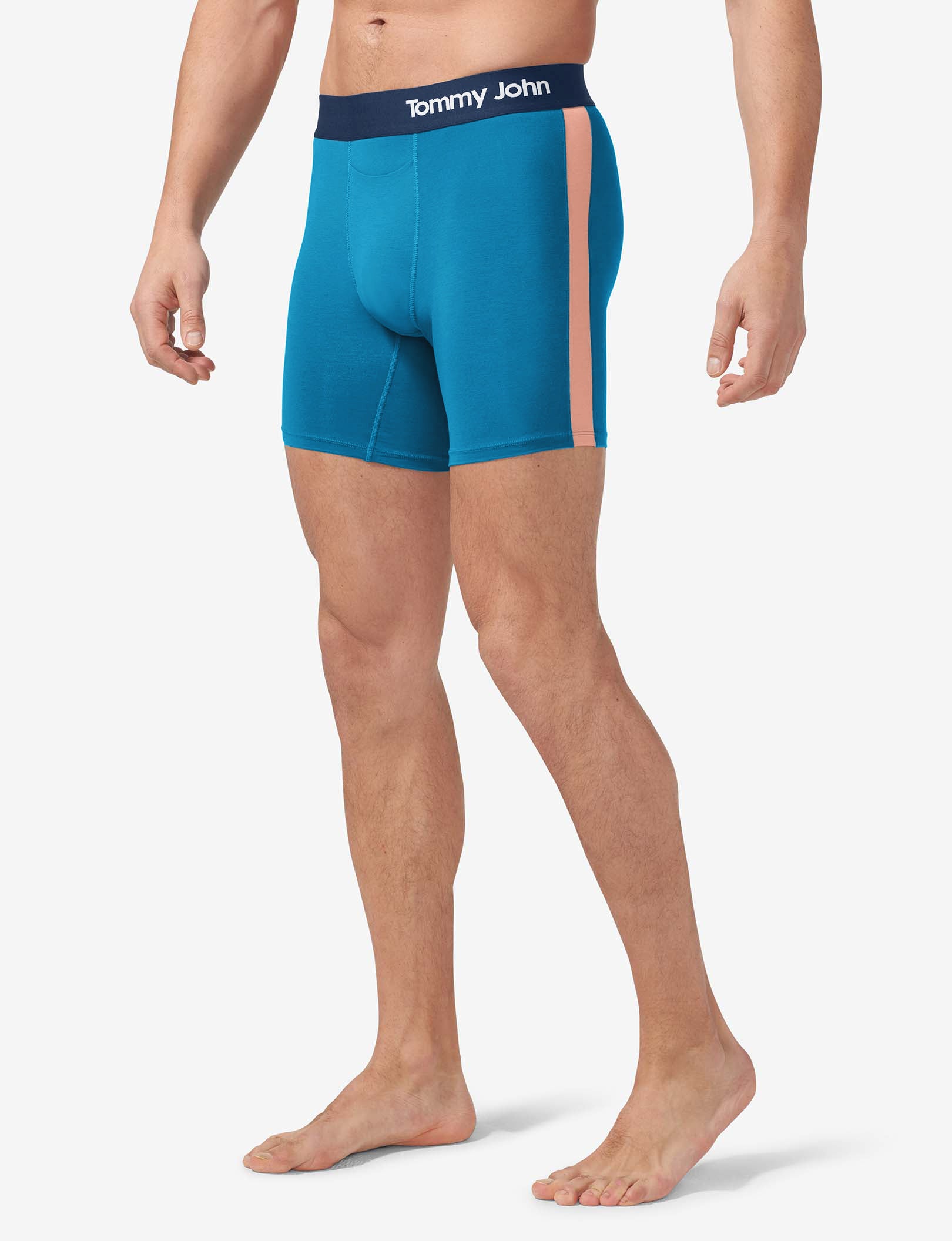 Cool Cotton Mid-Length Boxer Brief 6"::Ceramic Blue/Peach