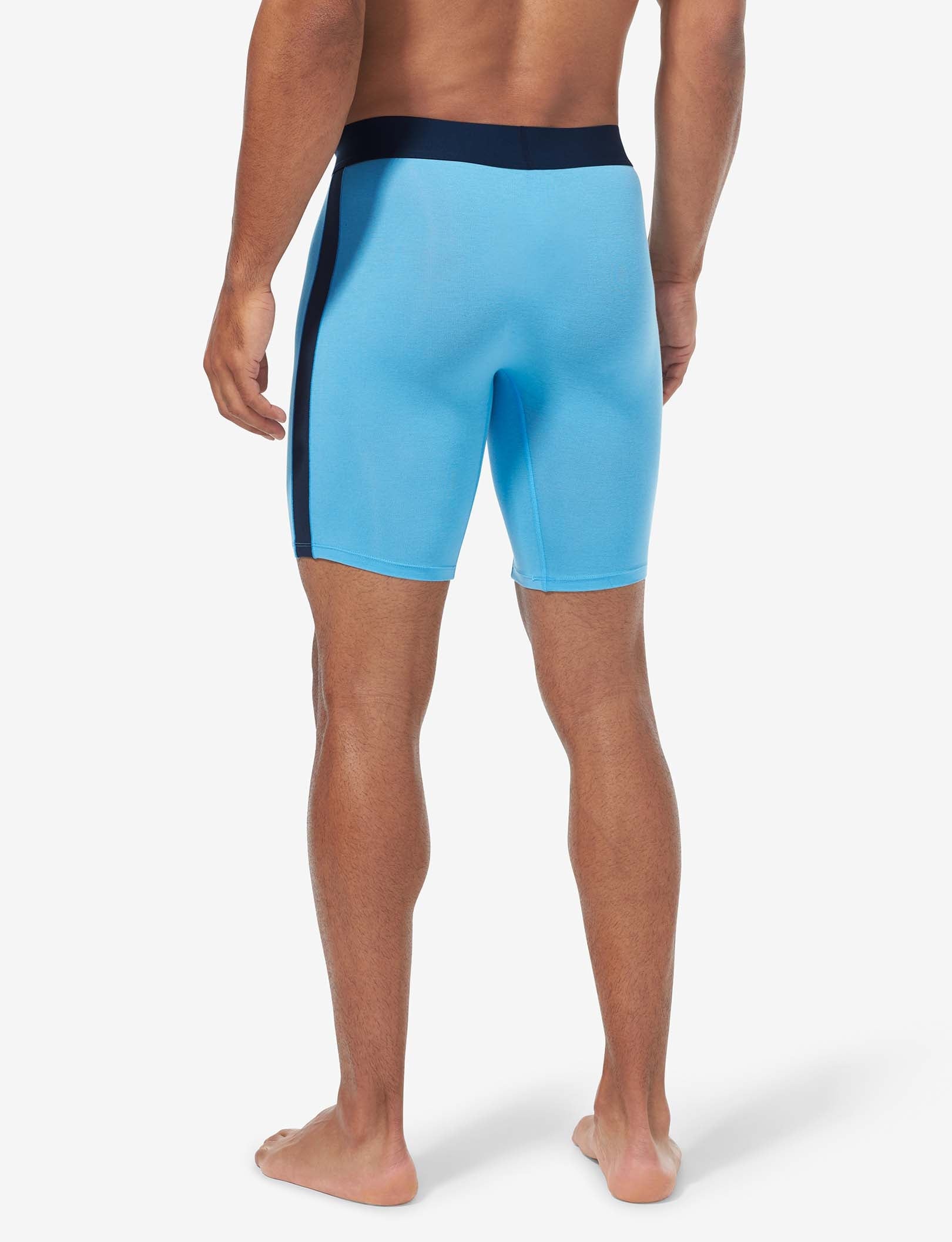 Cool Cotton Boxer Brief 8"::Azure Blue/Navy