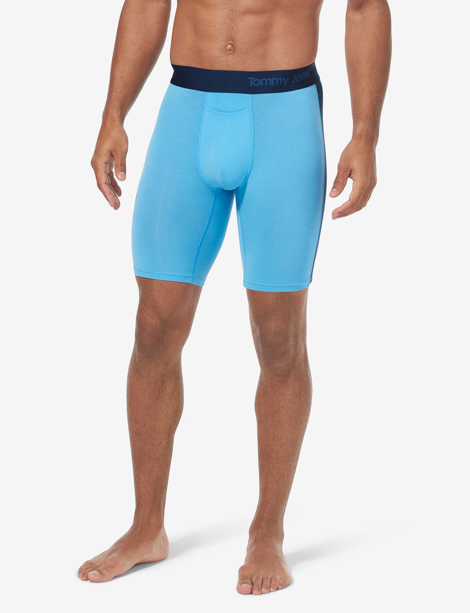 Cool Cotton Boxer Brief 8"::Azure Blue/Navy