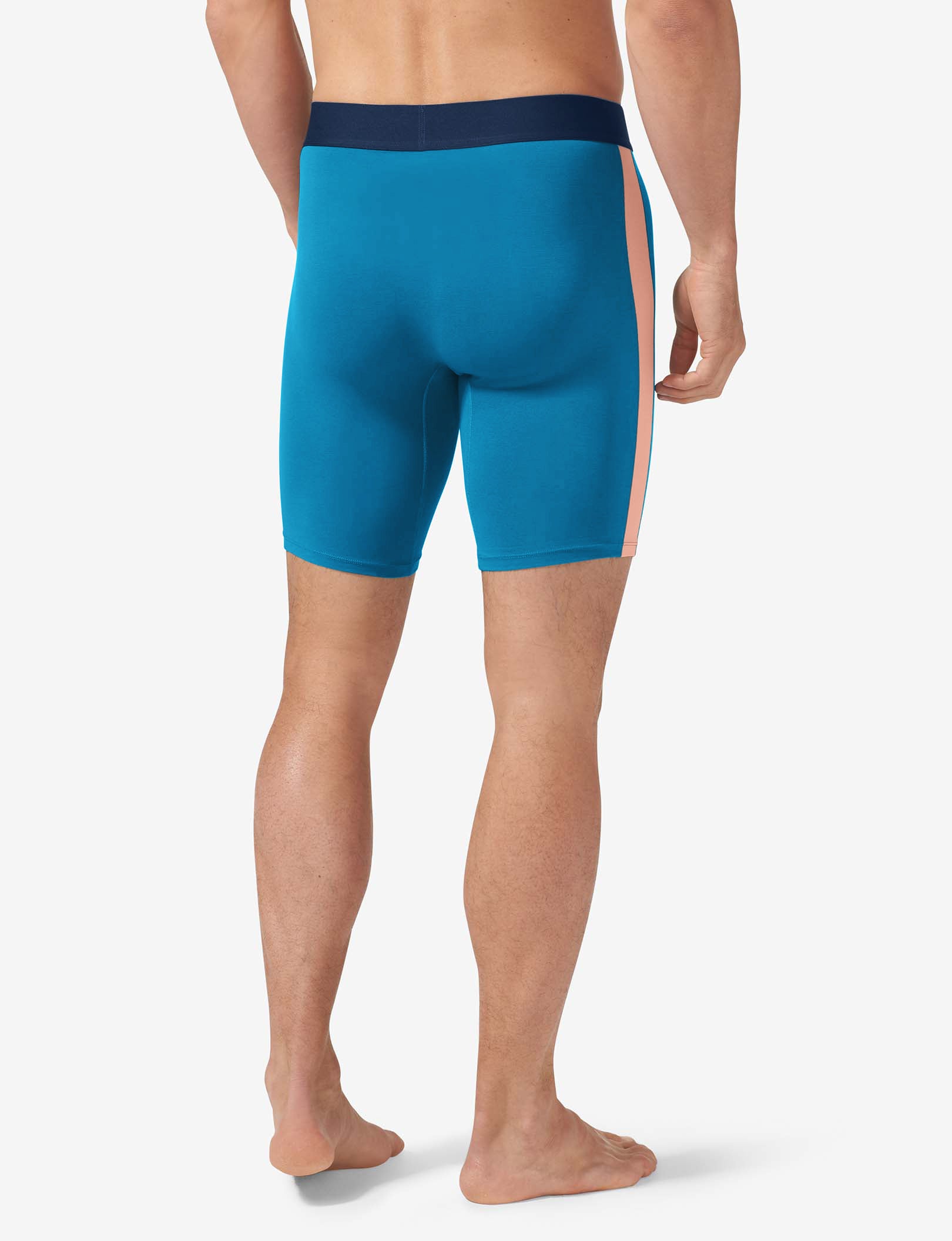 Cool Cotton Boxer Brief 8"::Ceramic Blue/Peach