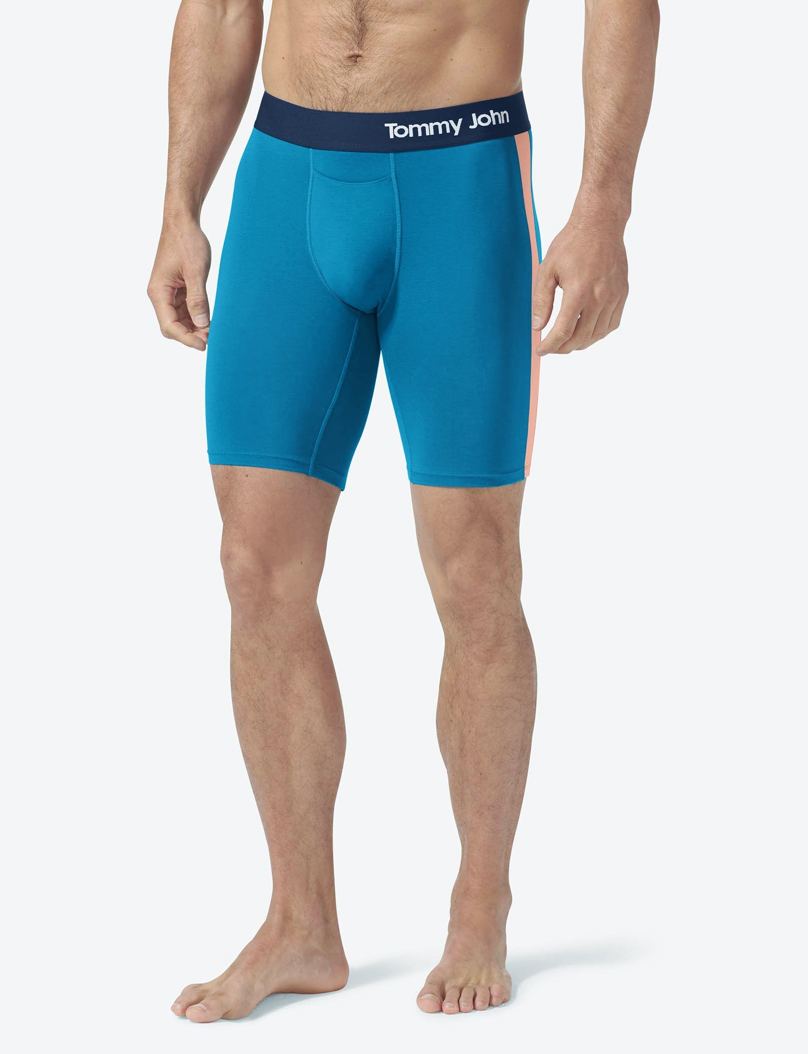 Cool Cotton Boxer Brief 8"::Ceramic Blue/Peach