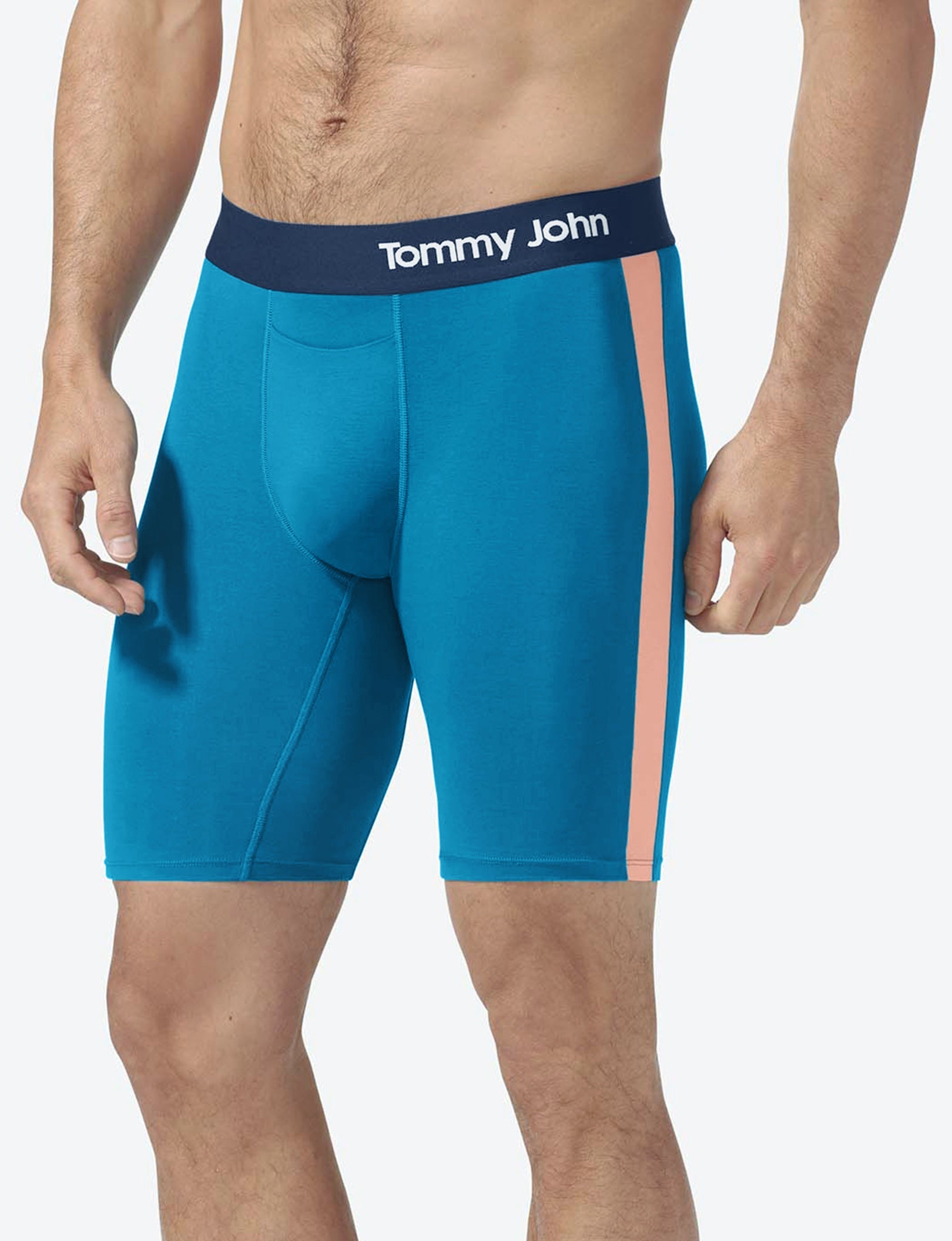 Cool Cotton Boxer Brief 8"::Ceramic Blue/Peach