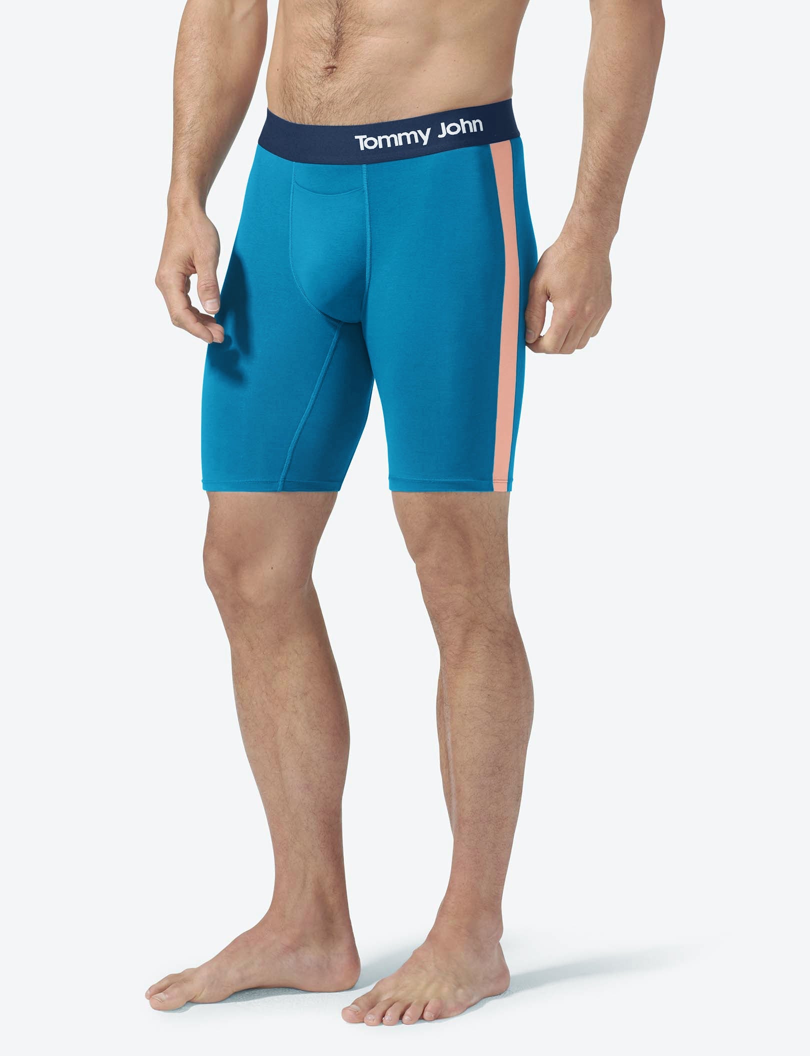 Cool Cotton Boxer Brief 8"::Ceramic Blue/Peach
