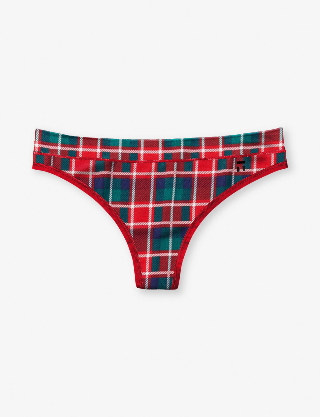 Women's Second Skin Thong::Haute Red Fireplace Plaid