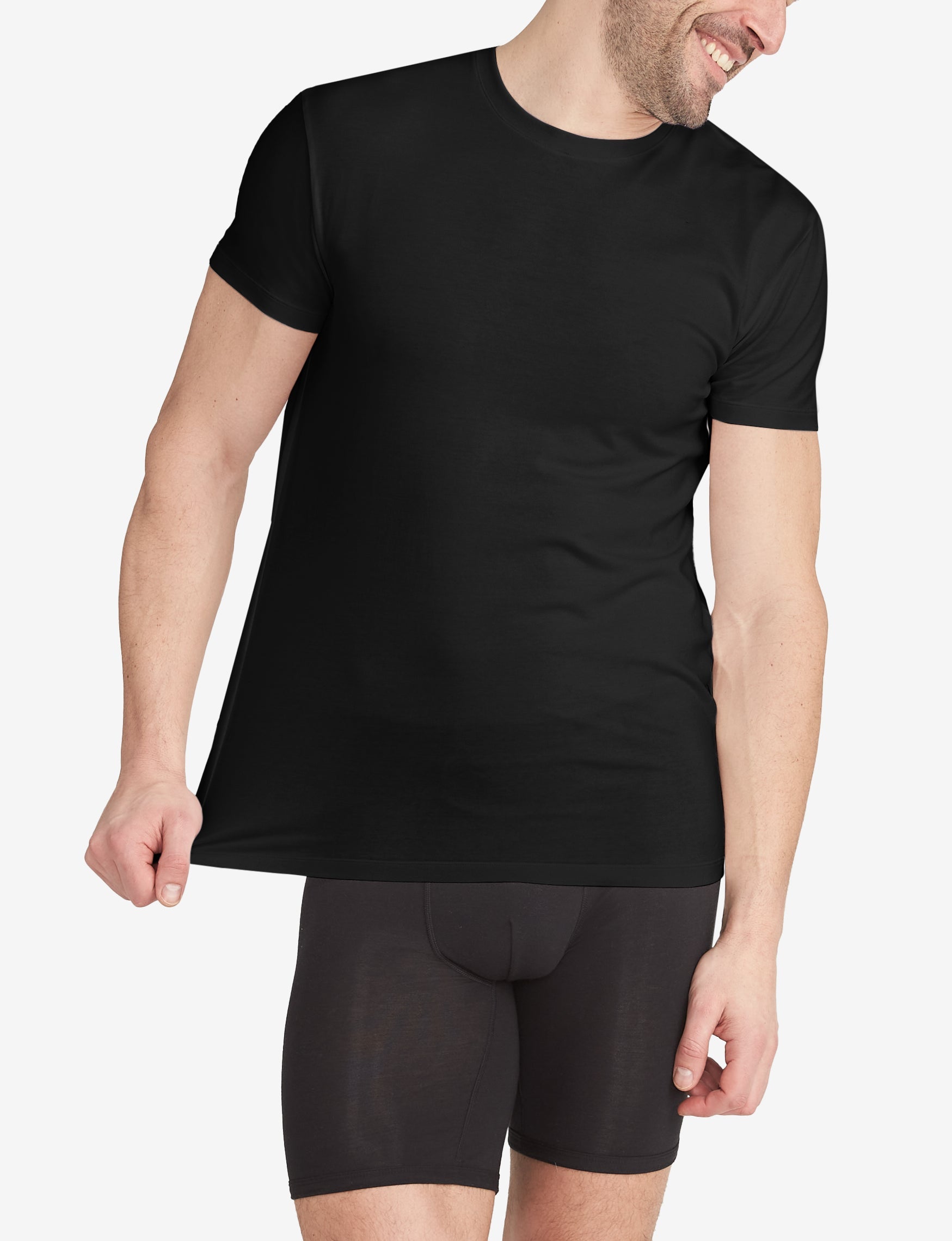 Cool Cotton Crew Neck Modern Fit Undershirt::Black