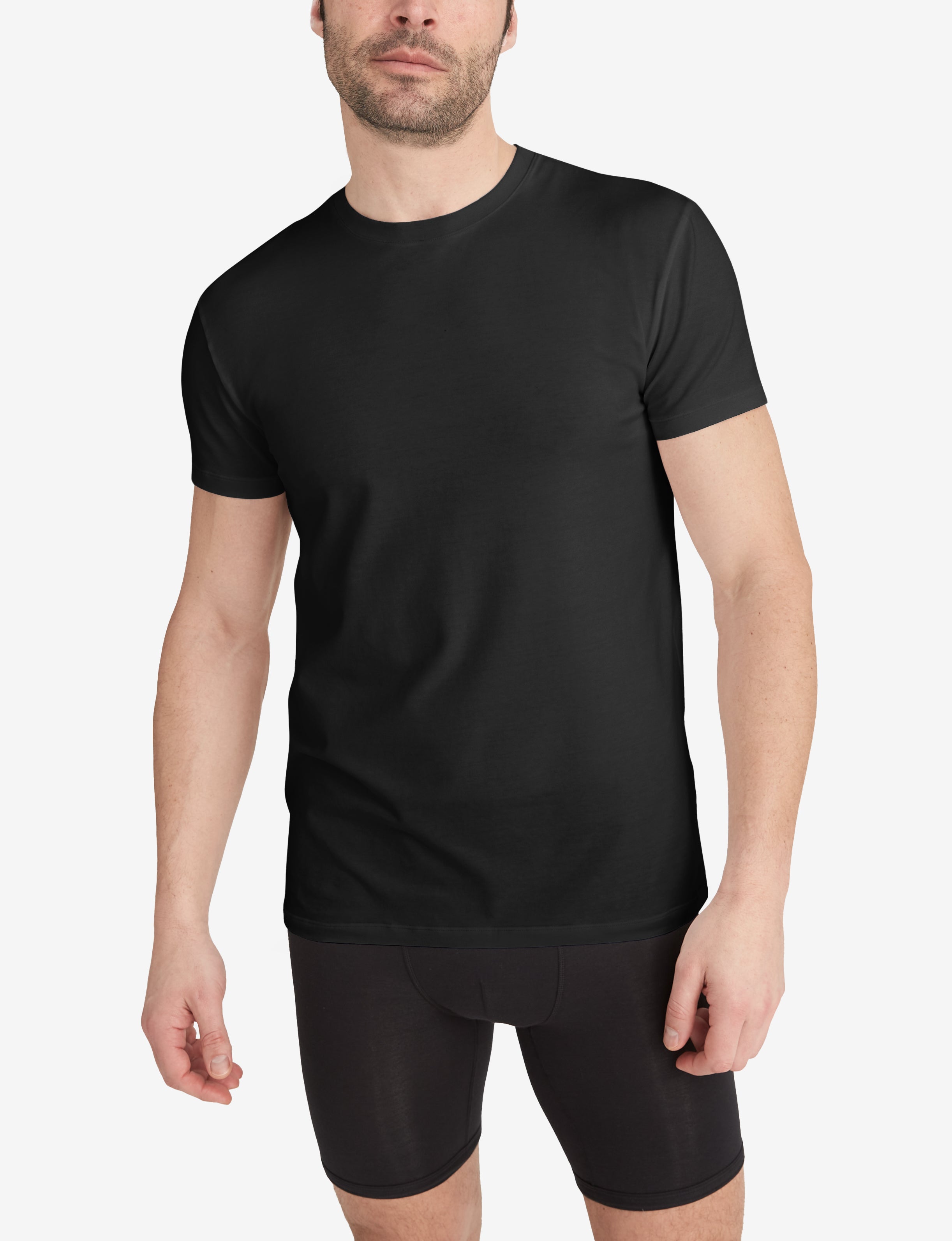 Cool Cotton Crew Neck Modern Fit Undershirt::Black