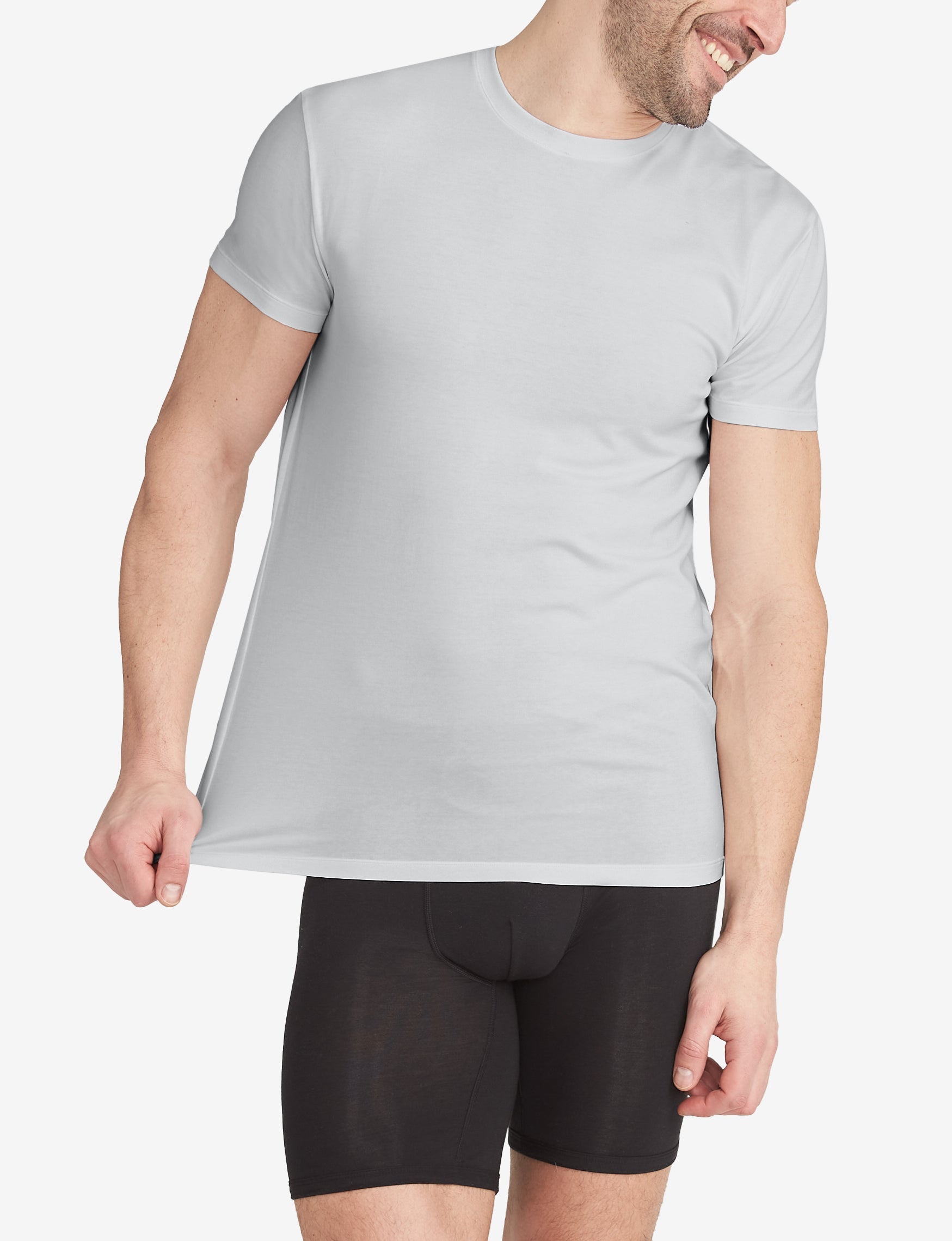 Cool Cotton Crew Neck Modern Fit Undershirt (3-Pack)::Grey