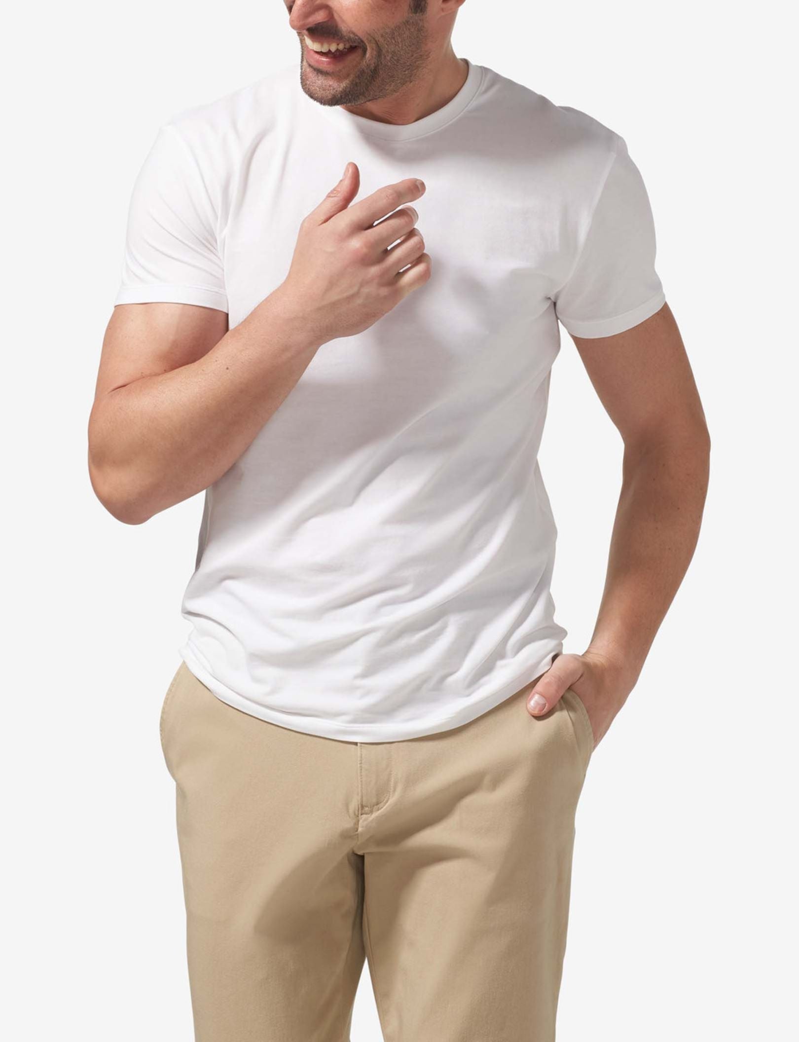 Cool Cotton Crew Neck Modern Fit Undershirt (3-Pack)::White