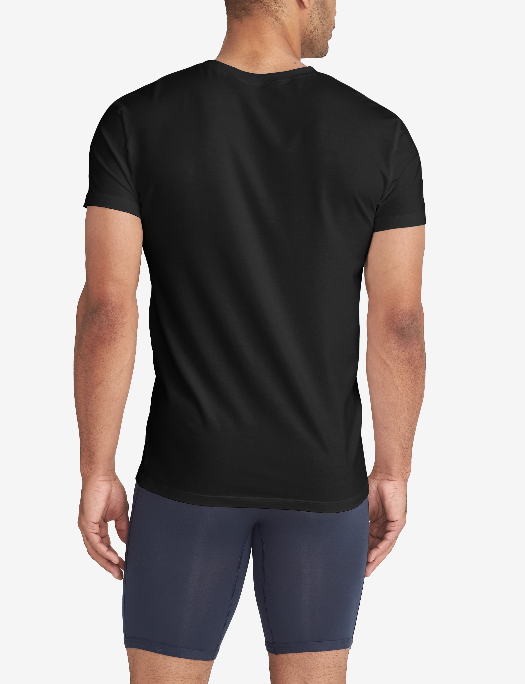 Cool Cotton High V-Neck Modern Fit Undershirt (3-Pack)::Black