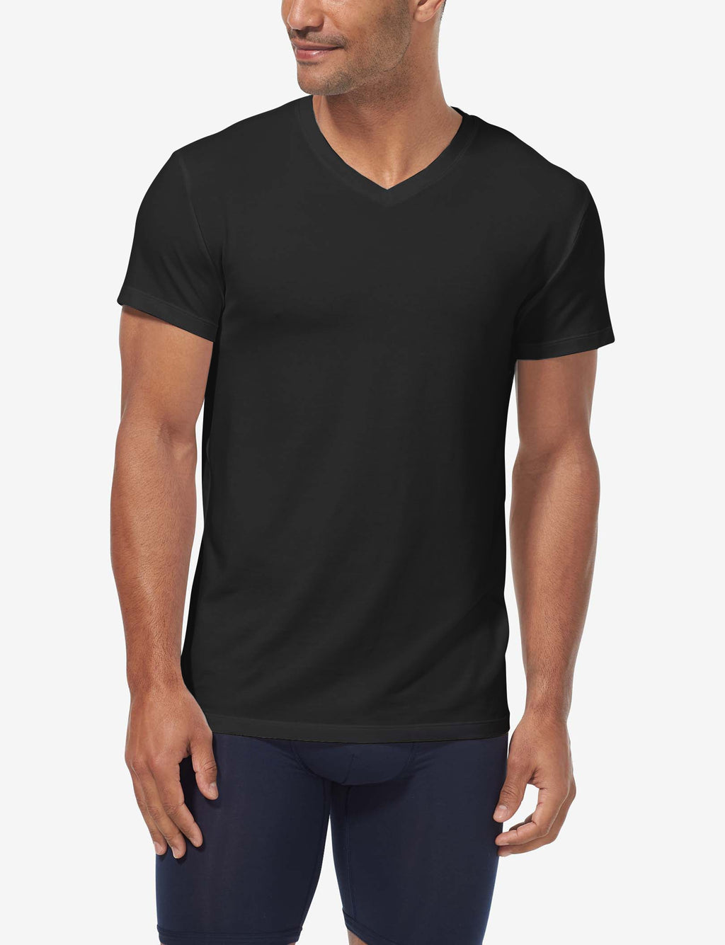 Cool Cotton High V-Neck Modern Fit Undershirt::Black