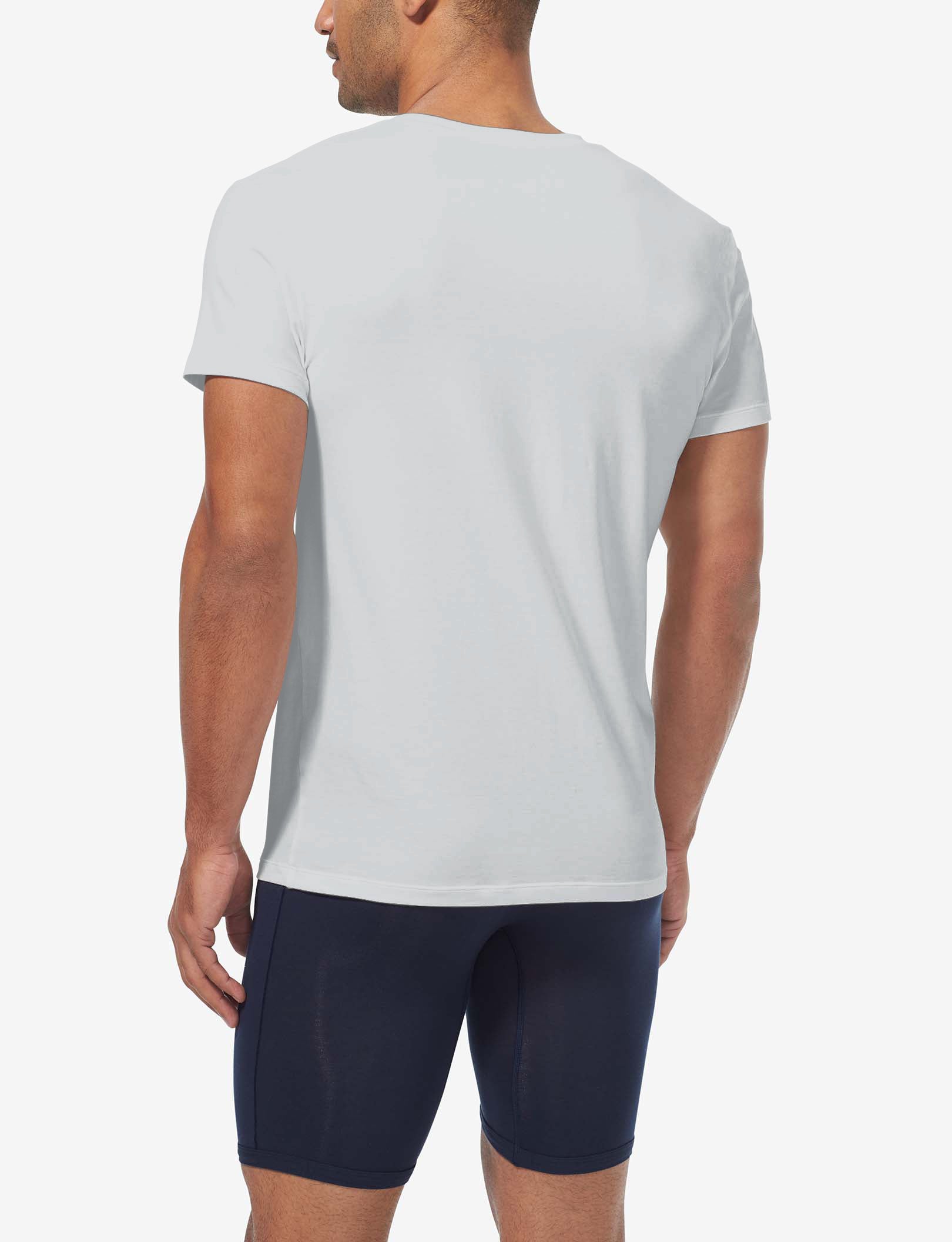 Cool Cotton High V-Neck Modern Fit Undershirt (3-Pack)::Grey