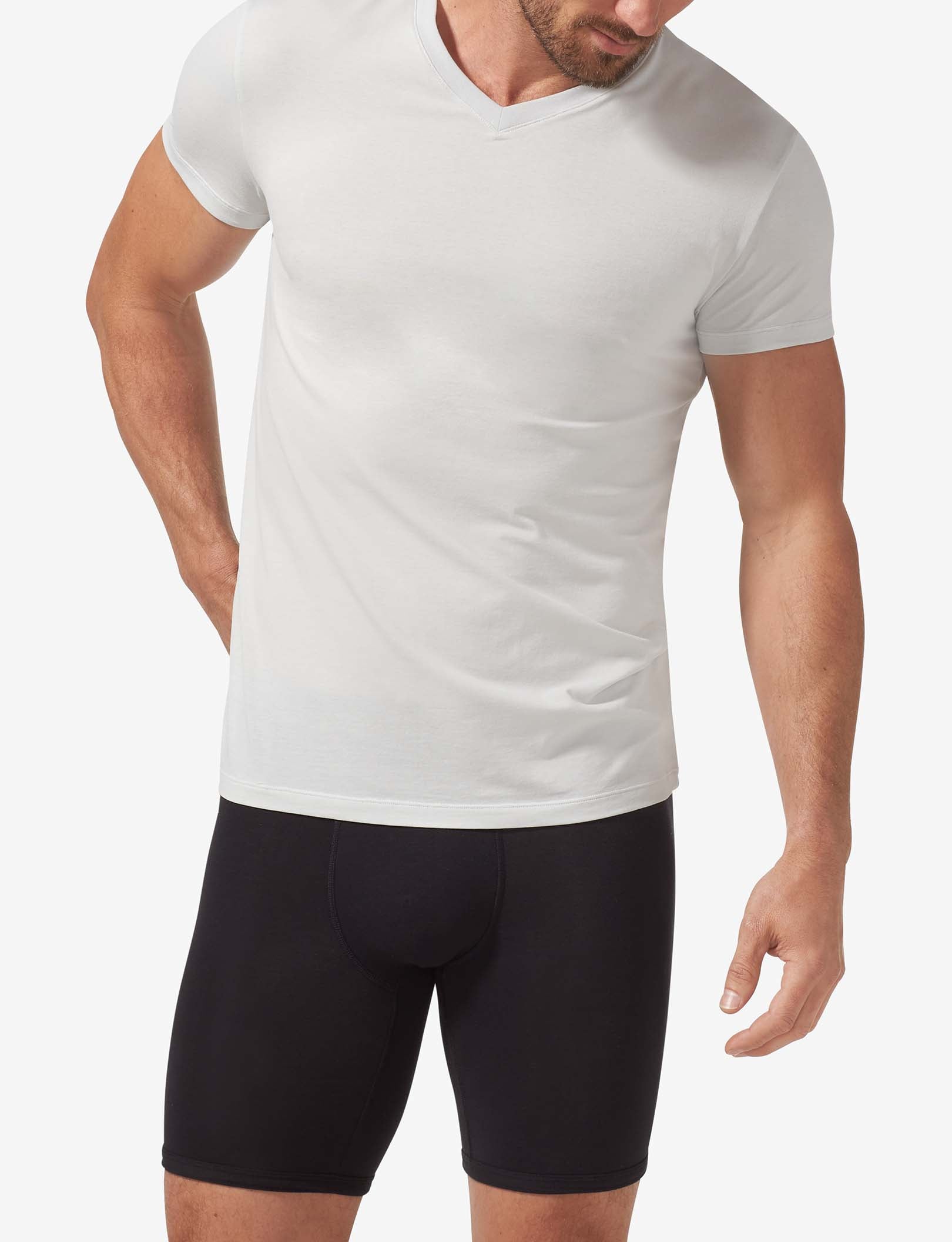 Cool Cotton High V-Neck Modern Fit Undershirt (3-Pack)::Grey