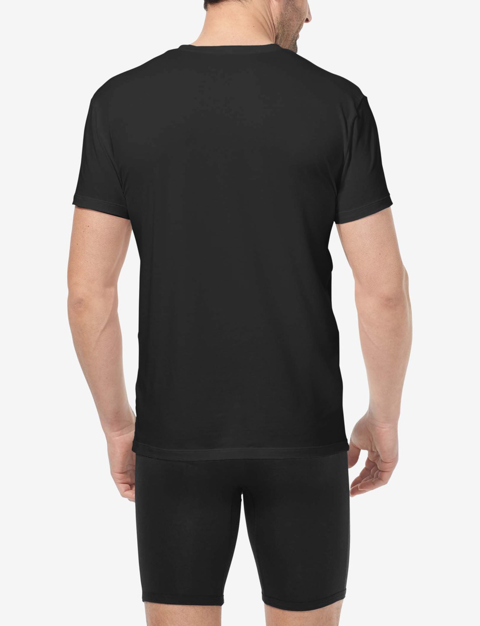 Second Skin Crew Neck Modern Fit Undershirt (3-Pack)::Black