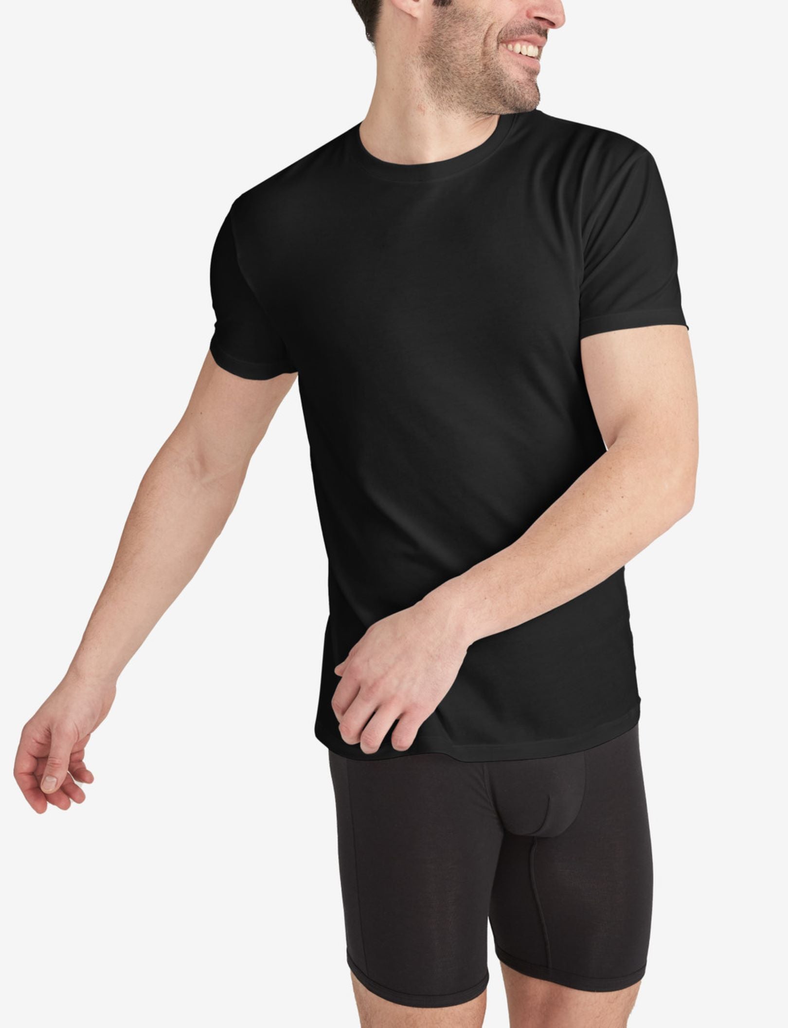 Second Skin Crew Neck Modern Fit Undershirt (3-Pack)::Black