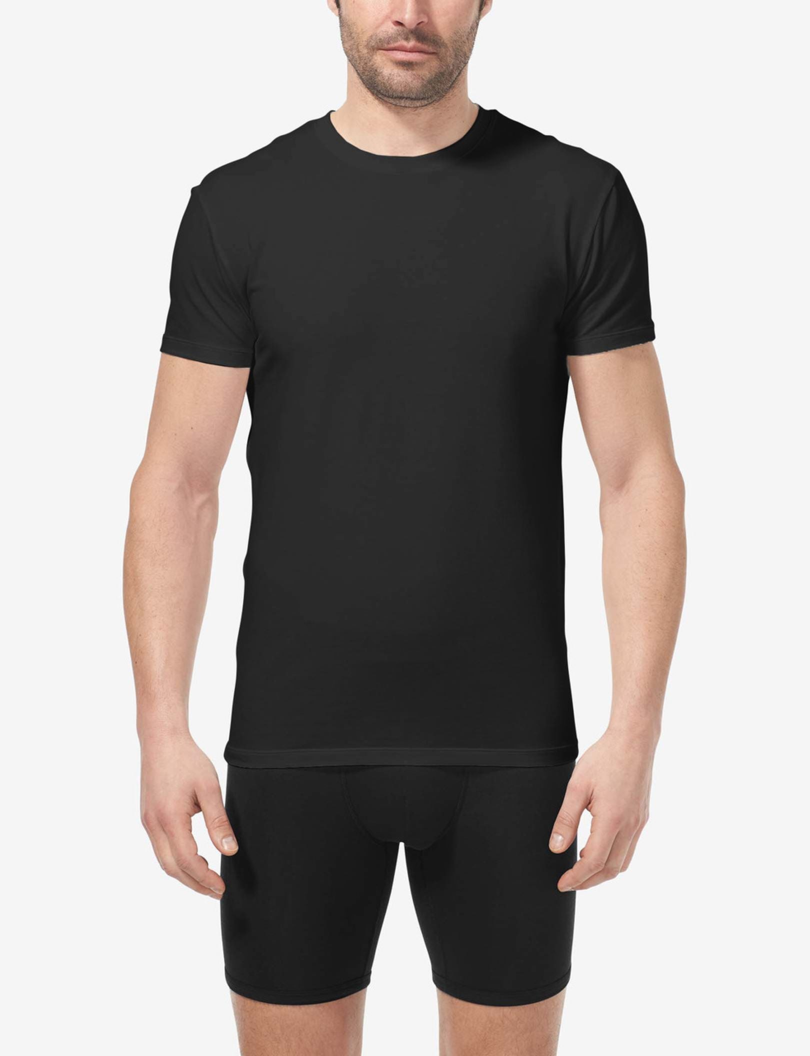 Second Skin Crew Neck Modern Fit Undershirt (3-Pack)::Black