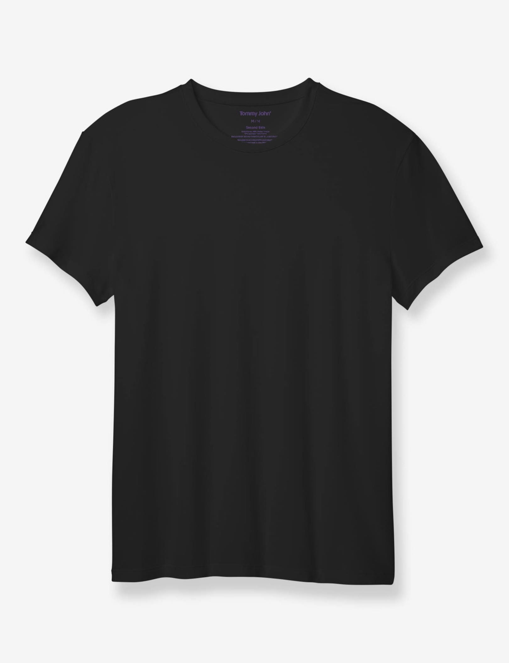 Second Skin Crew Neck Modern Fit Undershirt (3-Pack)::Black