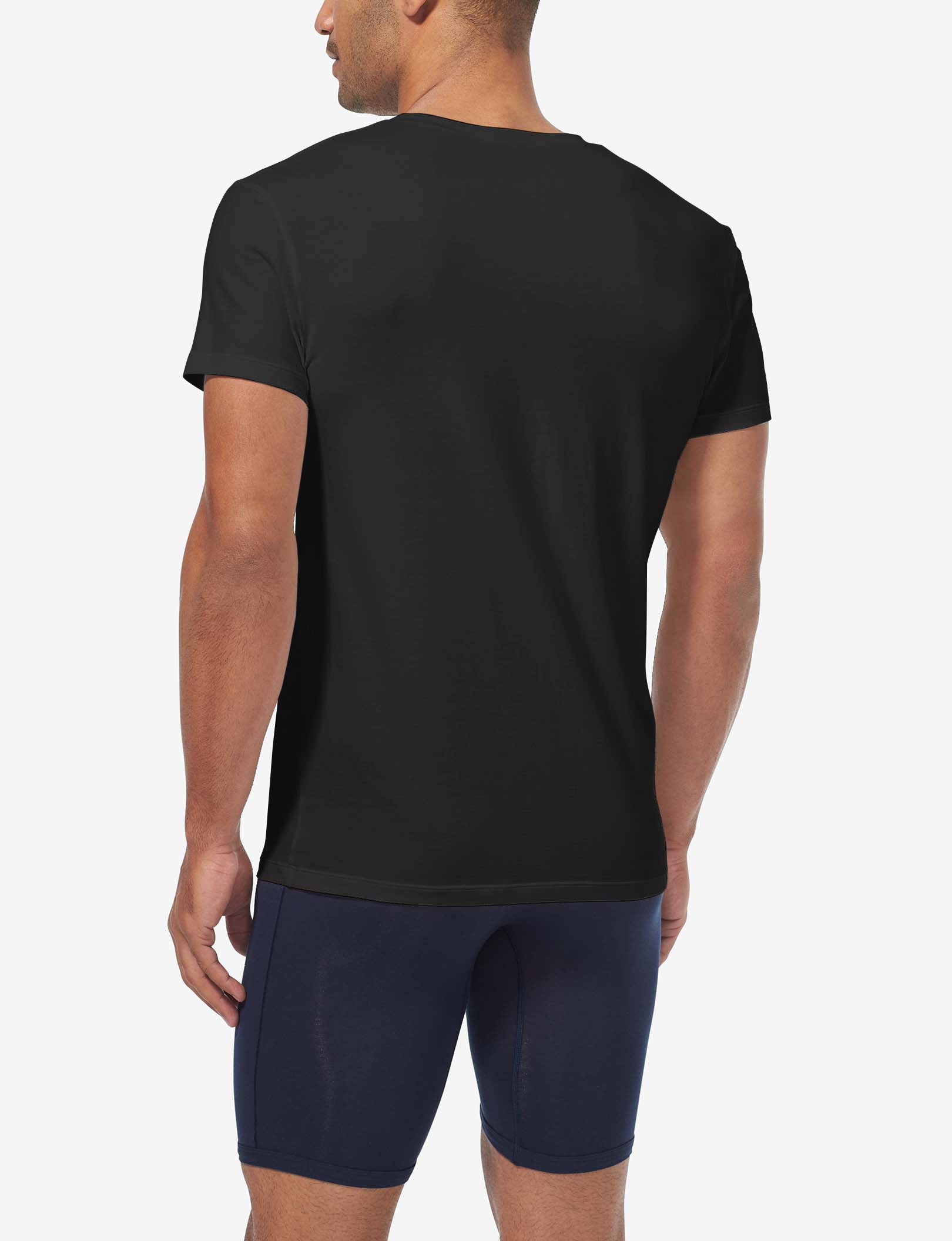 Second Skin High V-Neck Modern Fit Undershirt::Black