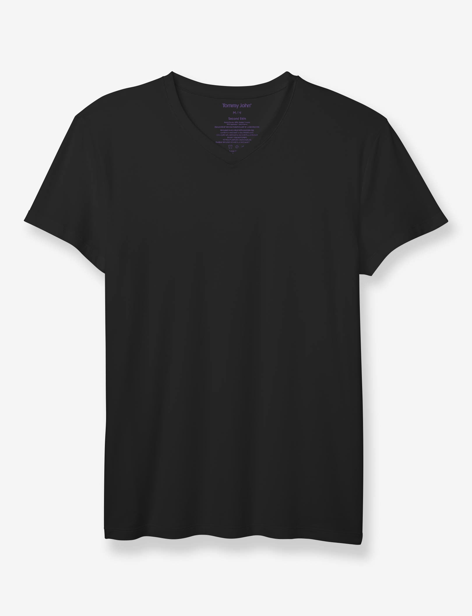 Second Skin High V-Neck Modern Fit Undershirt (3-Pack)::Black