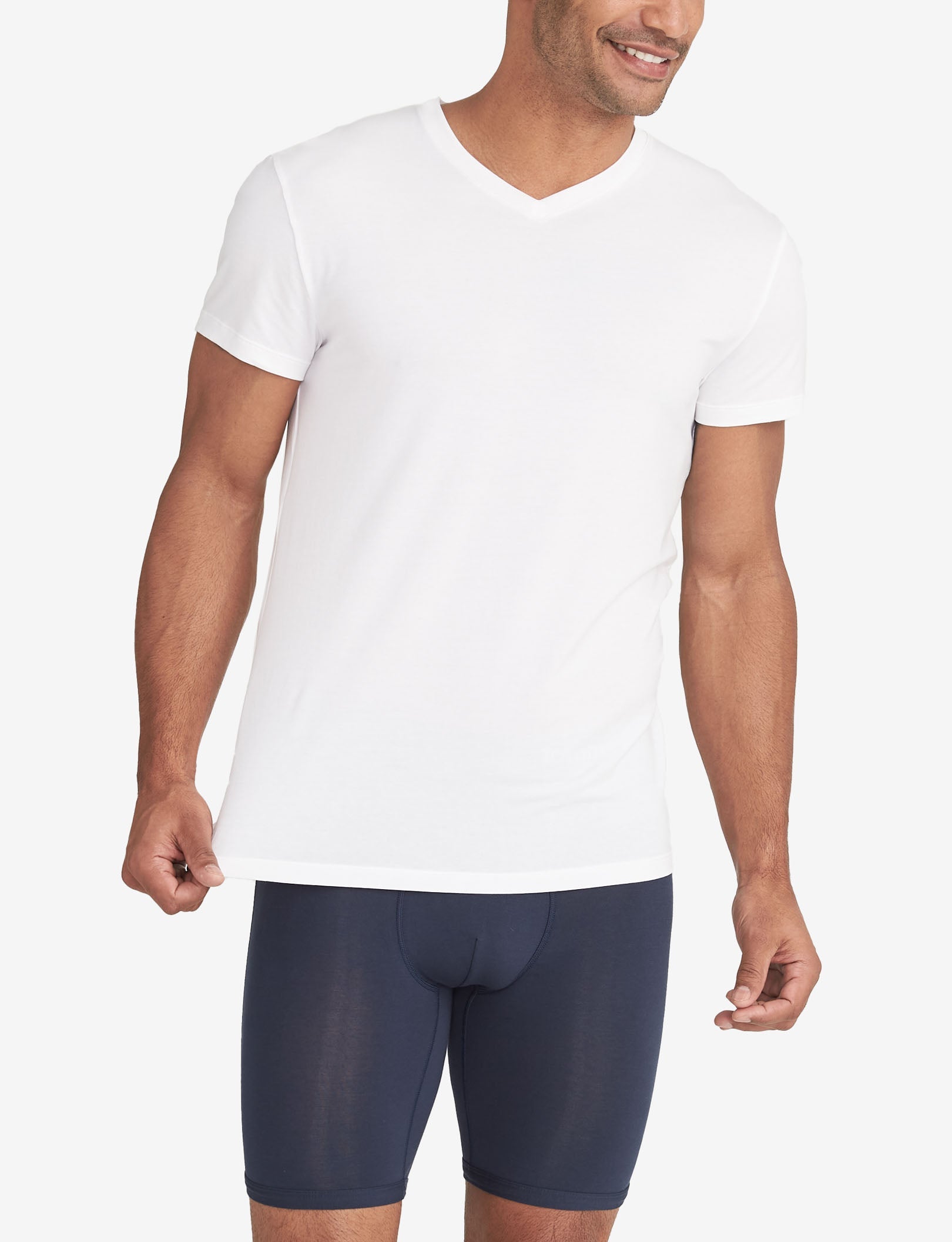 Second Skin High V-Neck Modern Fit Undershirt (3-Pack)::White