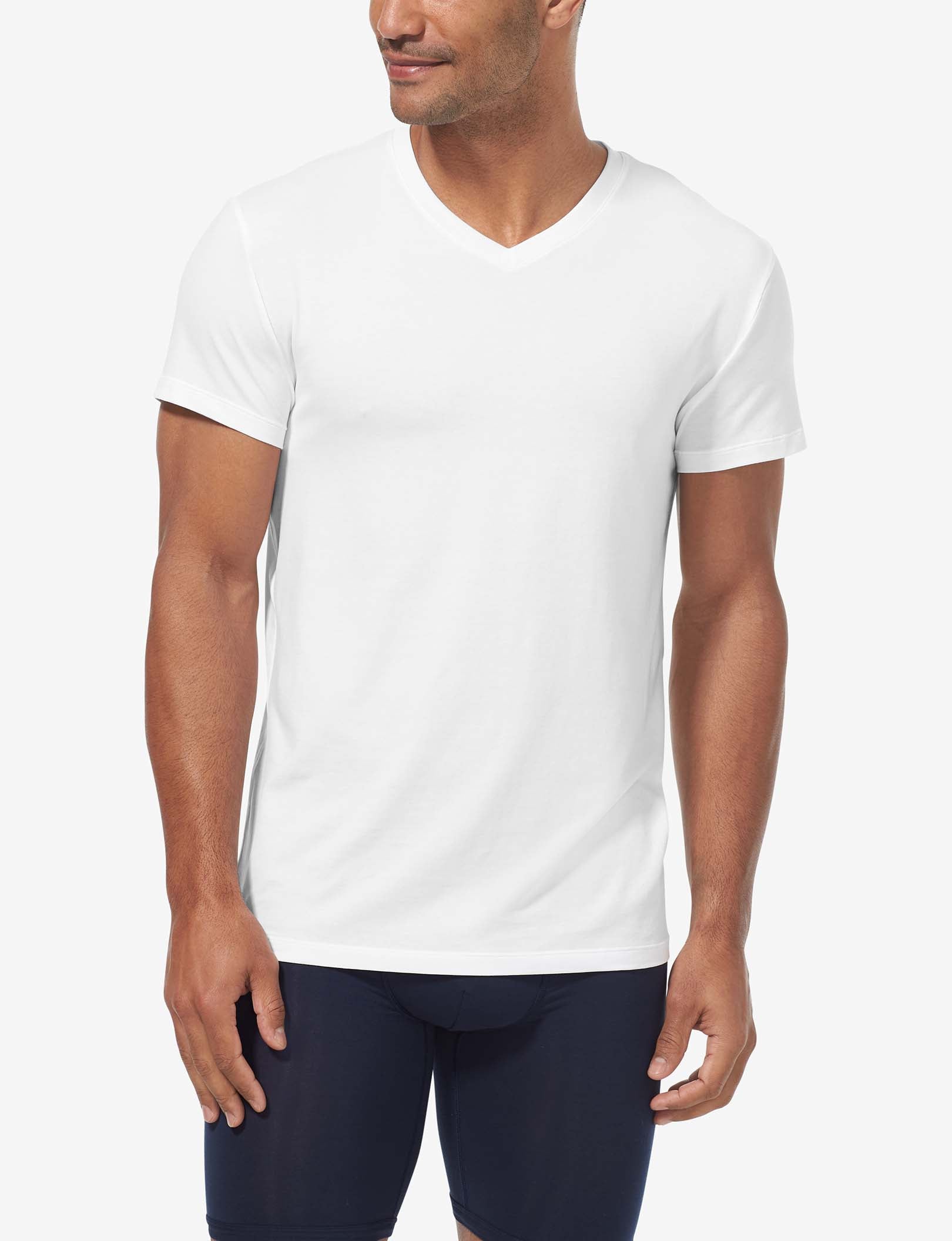 Second Skin High V-Neck Modern Fit Undershirt::White