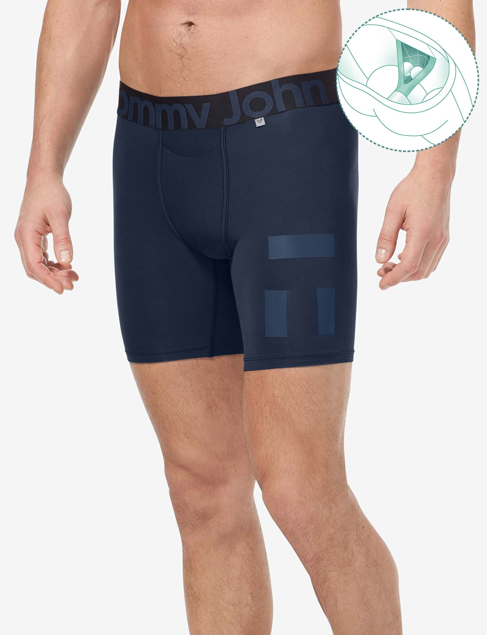 Performance 6" Hammock Pouch™ Mid-Length Boxer Brief (3-Pack)::Black/Navy Blazer