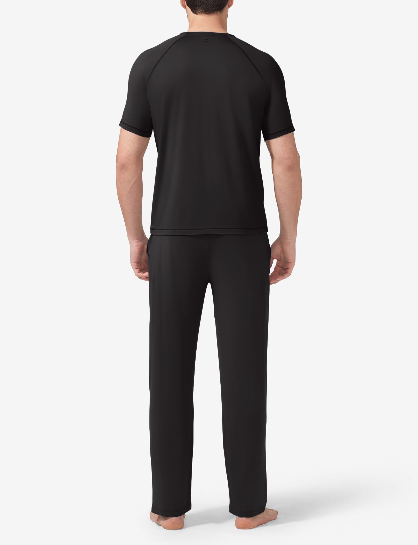 Essential Short Sleeve Tee and Pant Pajama Set::Black