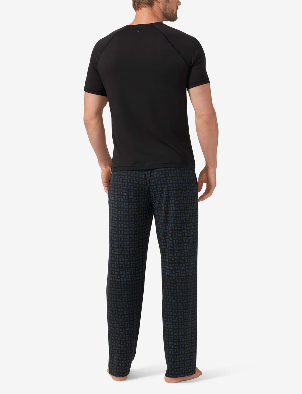 Essential Short Sleeve Tee and Pant Pajama Set::Black/Textured T