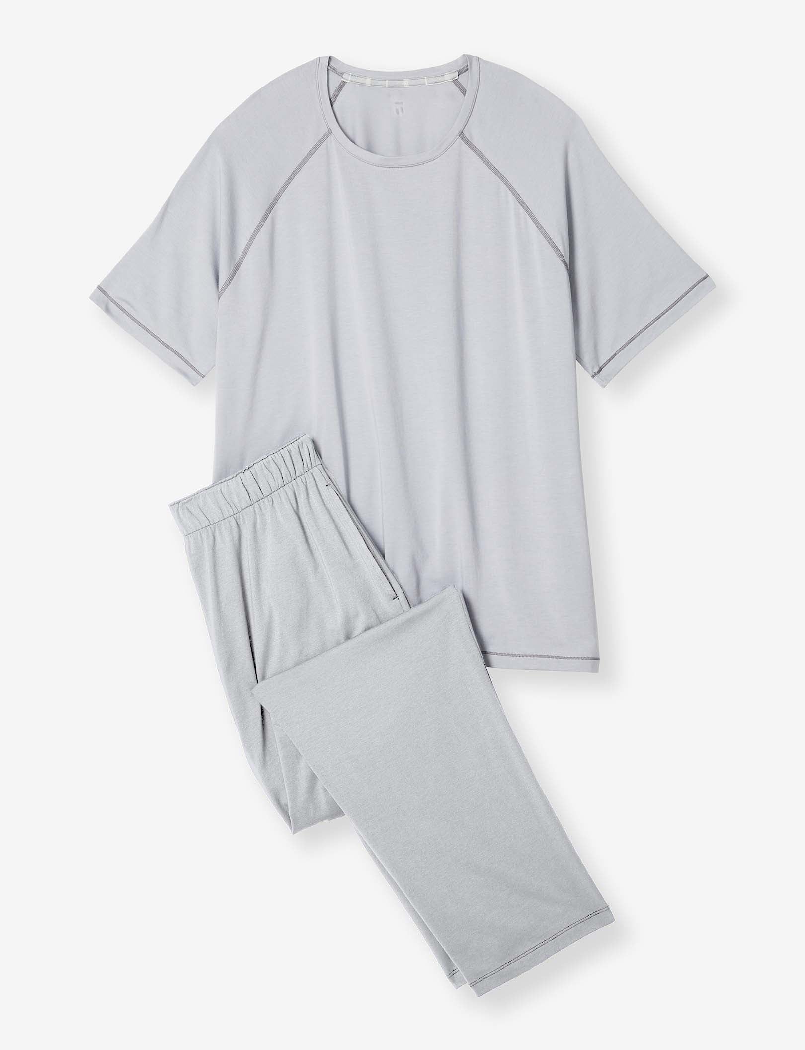 Essential Short Sleeve Tee and Pant Pajama Set::Quarry